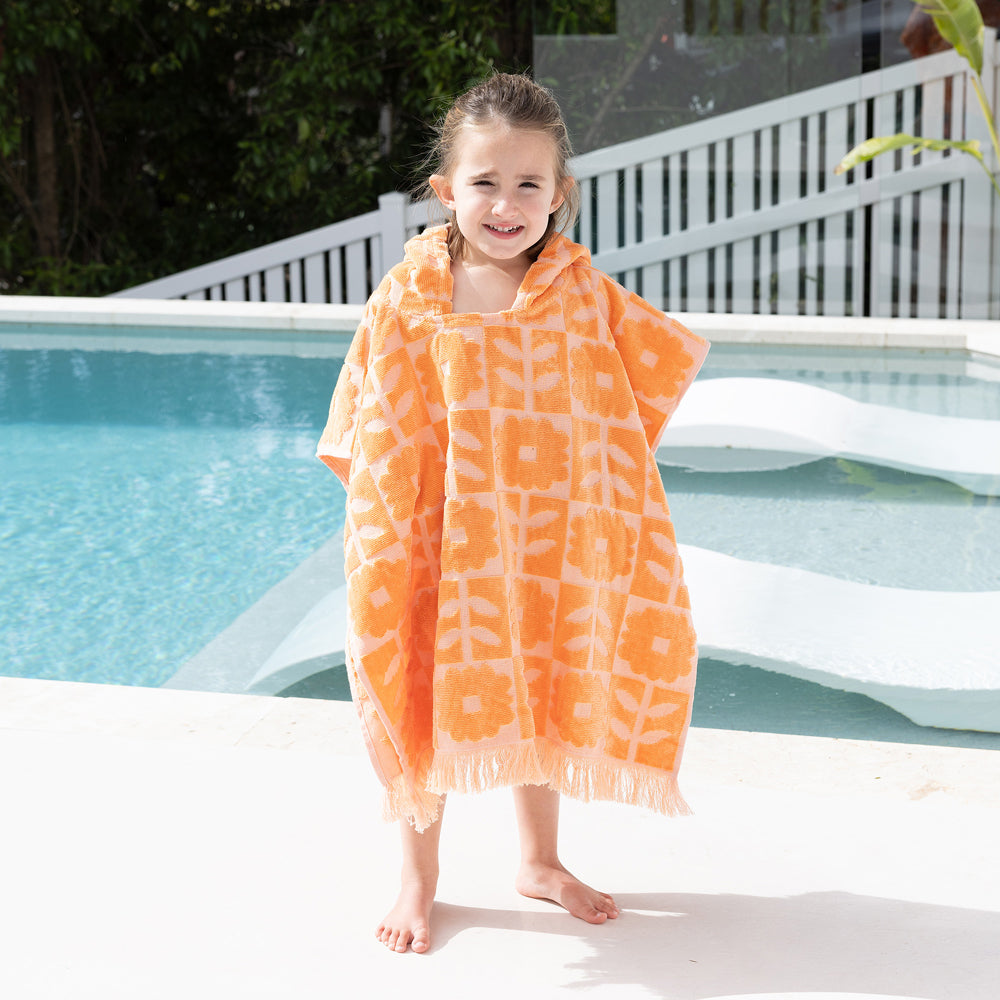 Bambury |HiLo Kids Poncho Bloom - Peach Bambury