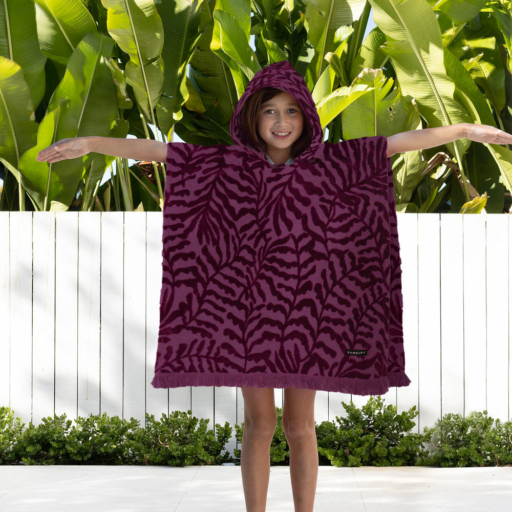 Bambury | HiLo Kids Poncho Nori - Berry Bambury