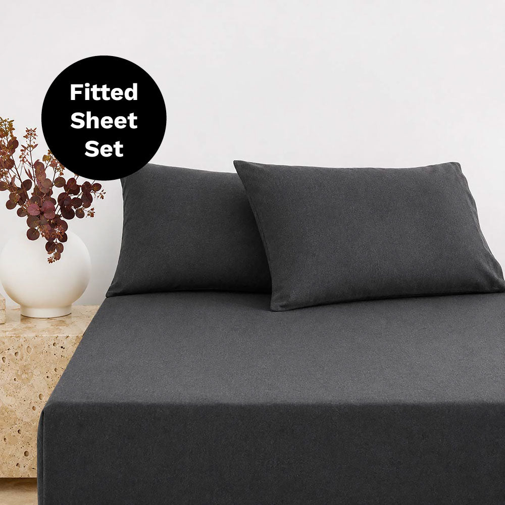 BedT Organica Fitted and Pillowcase Set Charcoal