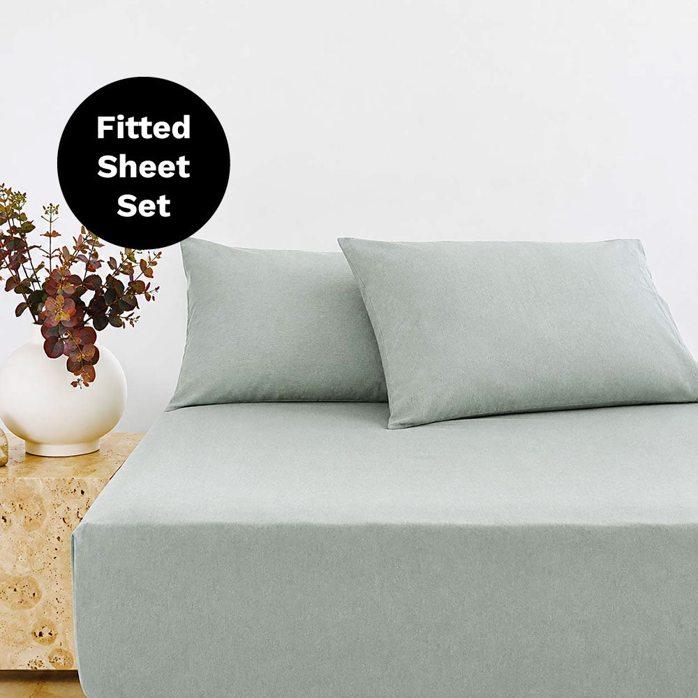 BedT Organica Fitted and Pillowcase Set Sage