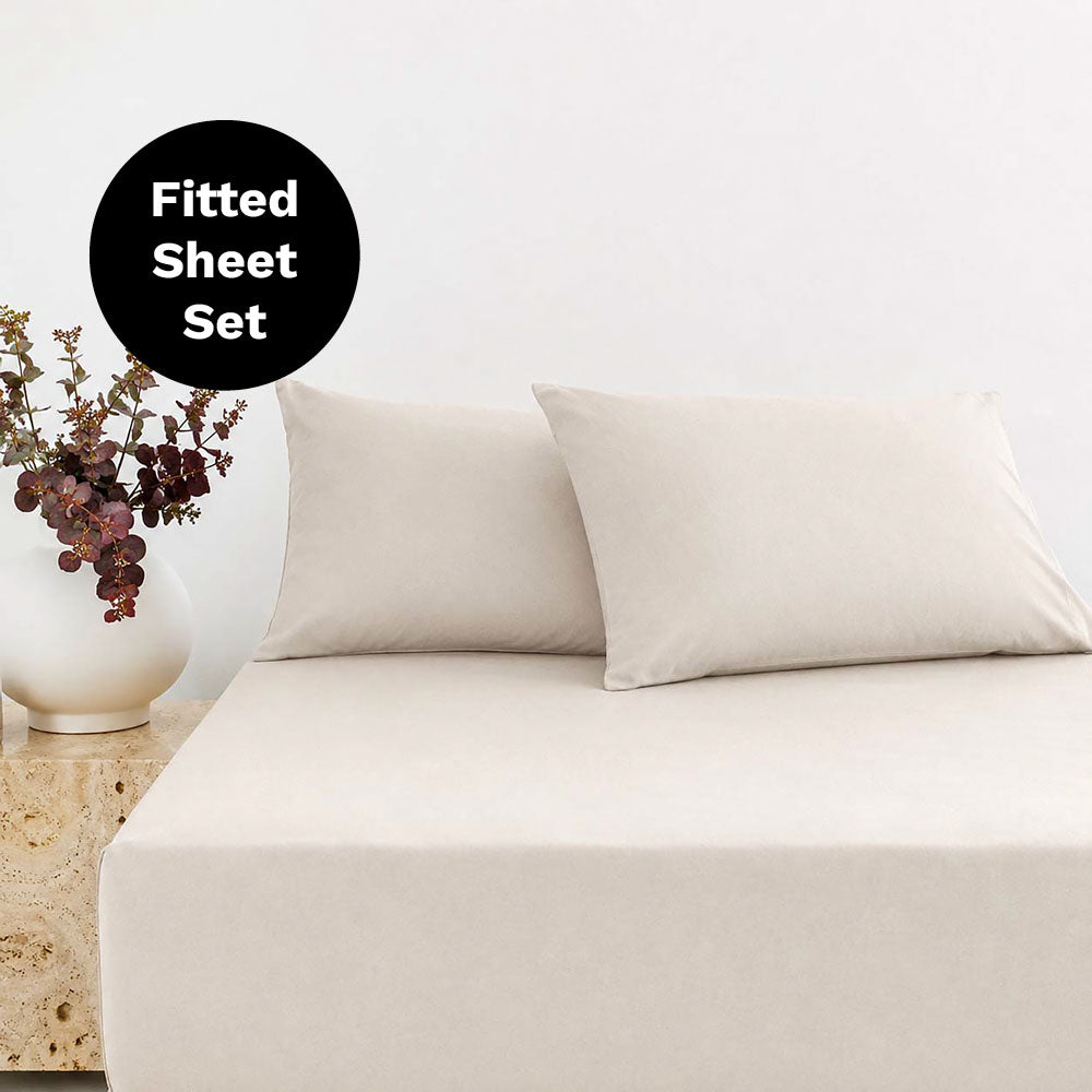 BedT Organica Fitted and Pillowcase Set Stone