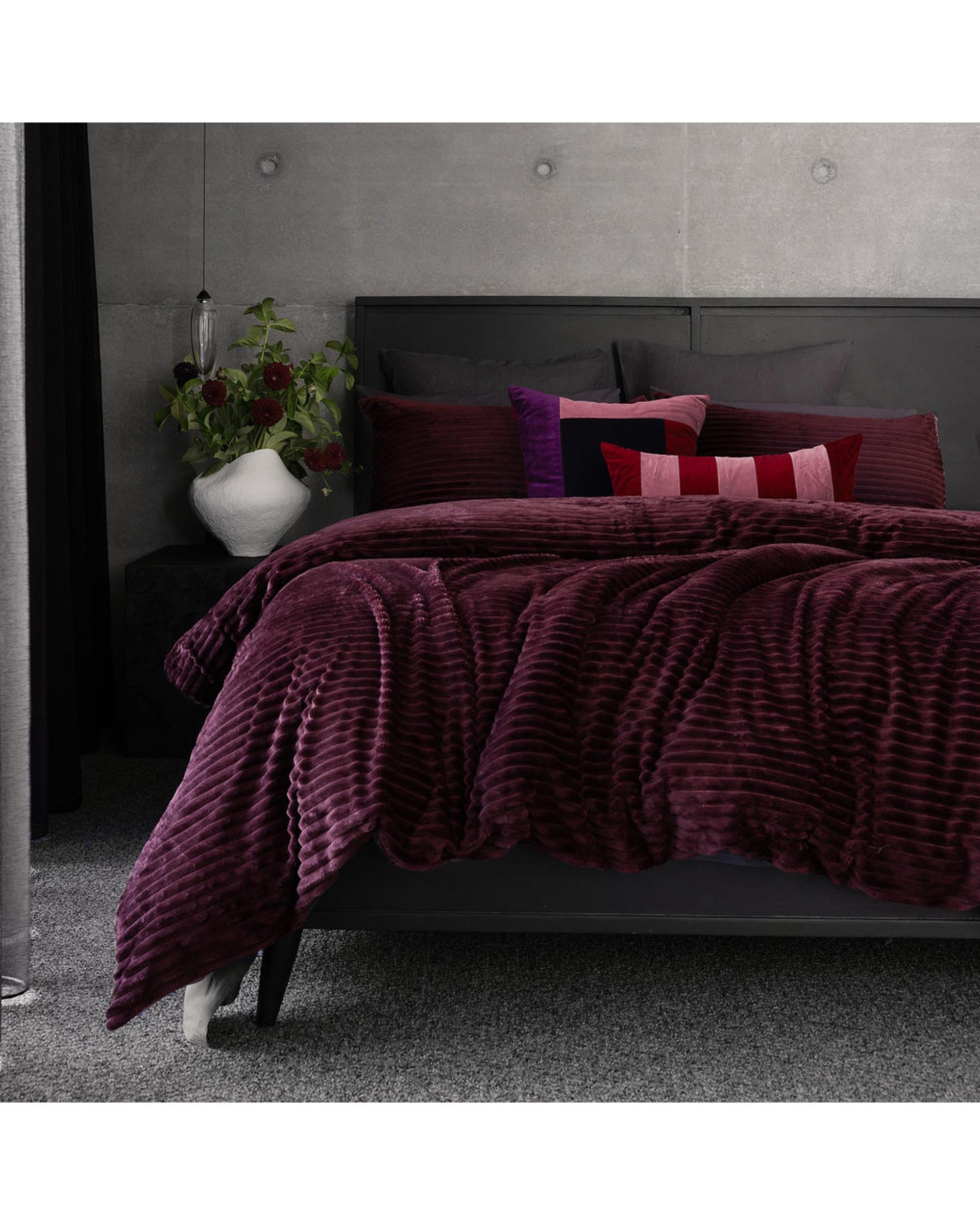Bambury Channel Quilt Cover Set Plum