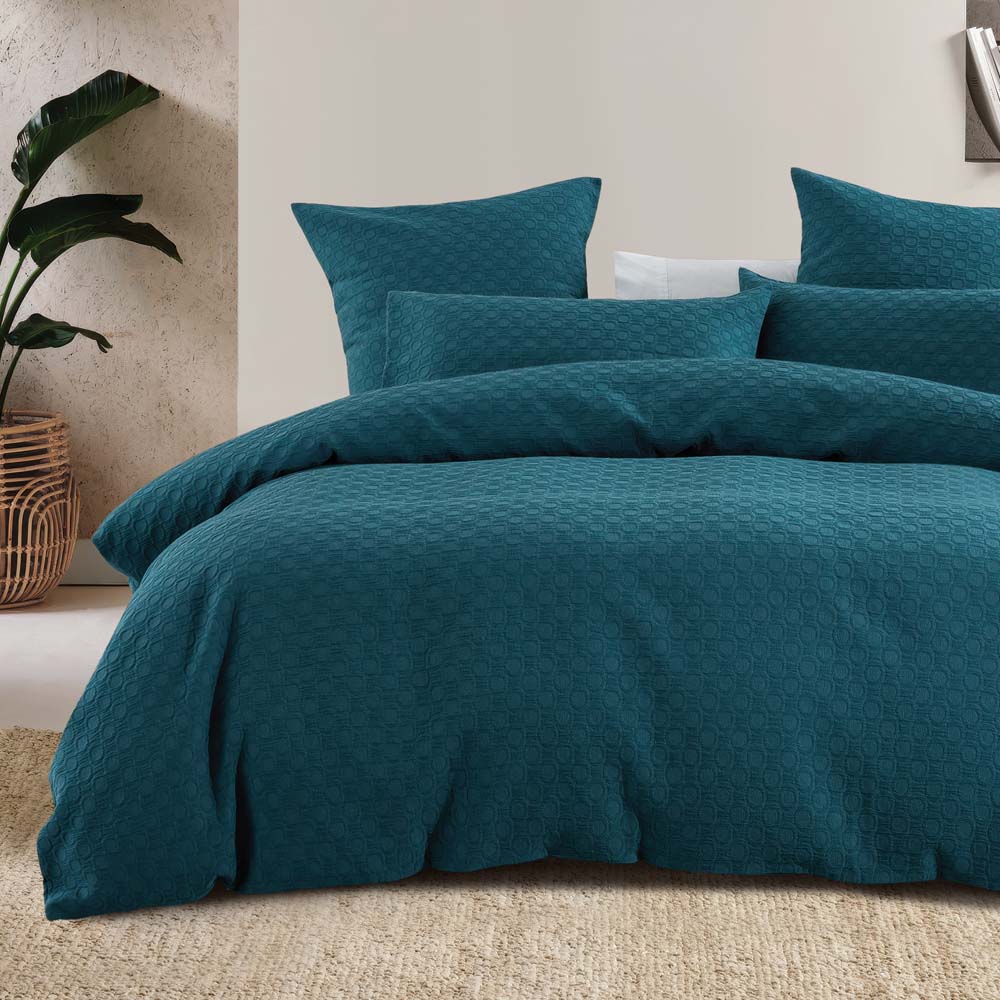 Bambury | Luna Jacquard Teal European Pillowcase
