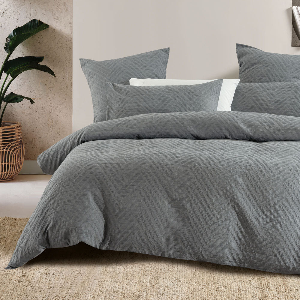 Bambury | Panama Jacquard Steel European Pillowcase