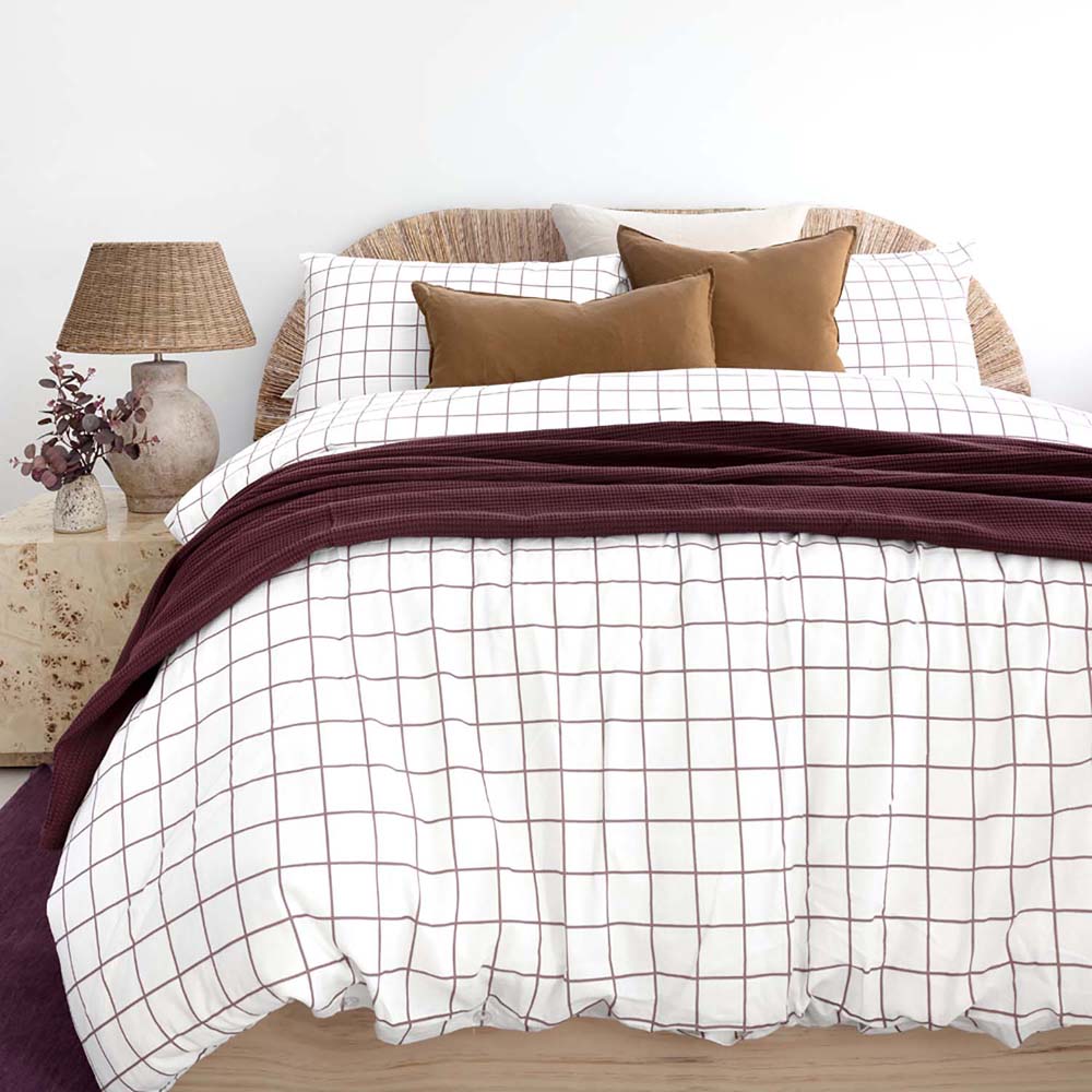 Bambury Grid Boysenberry Flannelette Quilt Cover Set