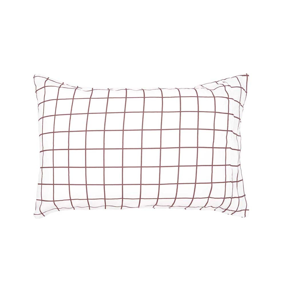 Bambury Grid Boysenberry Flannelette Sheet Set