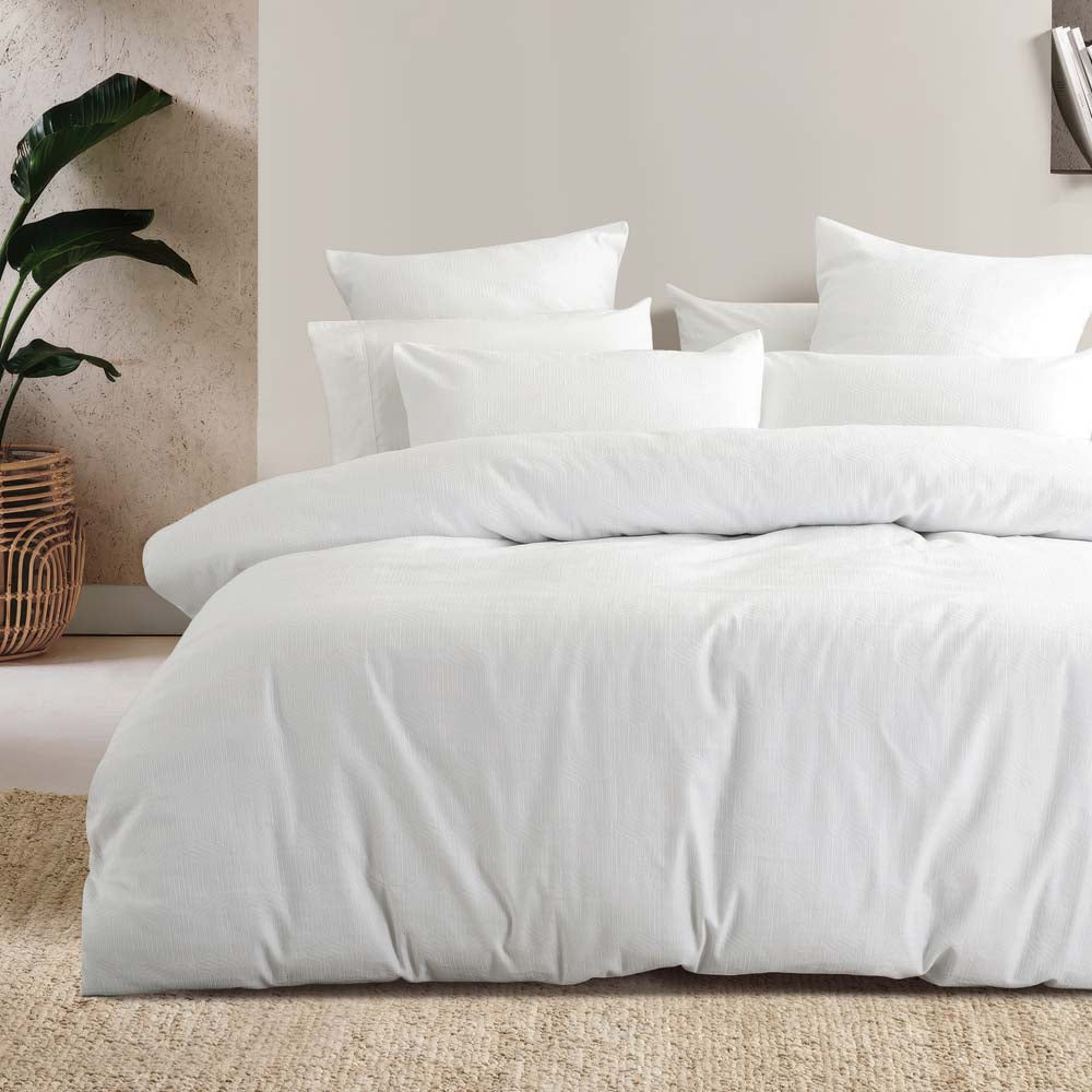 Bambury | Ogee Jacquard Quilt Cover Set White