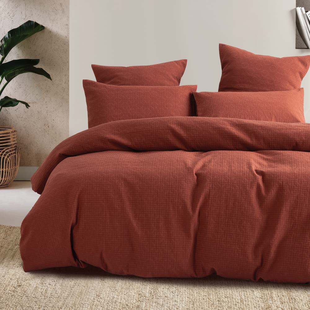 Bambury | Trellis Jacquard Quilt Cover Set Brick