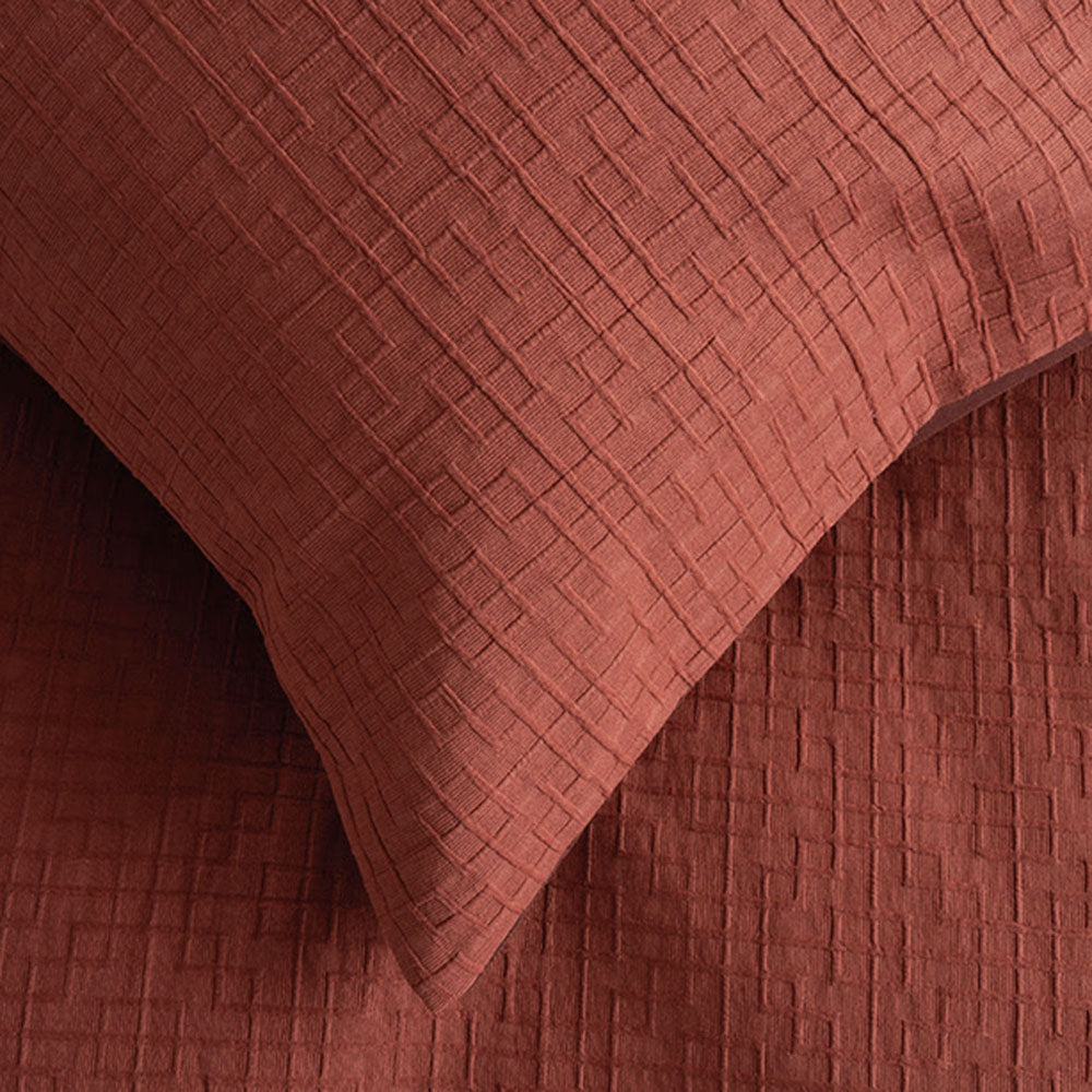 Bambury | Trellis Jacquard Quilt Cover Set Brick
