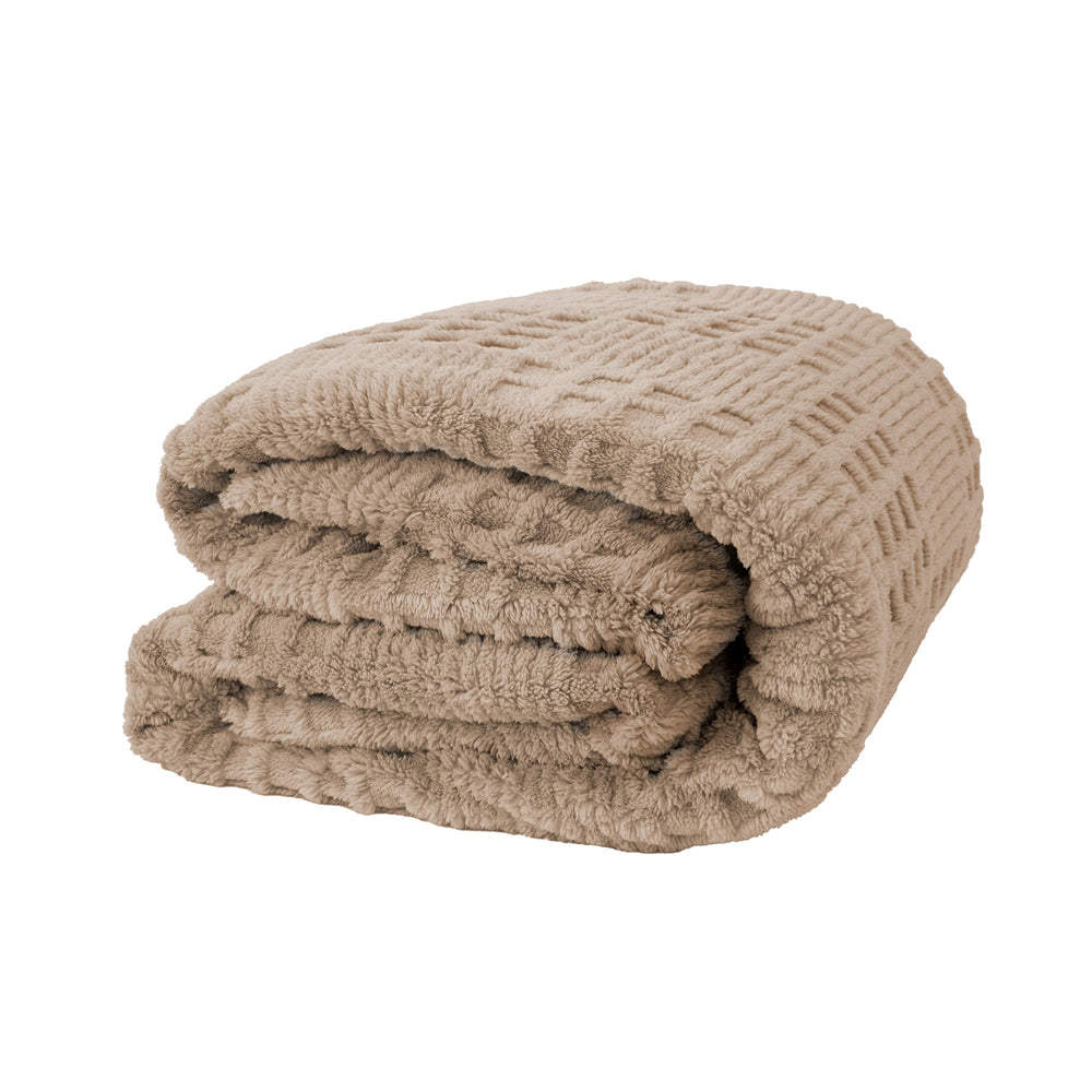 Bambury Lattice Sherpa Blanket Latte
