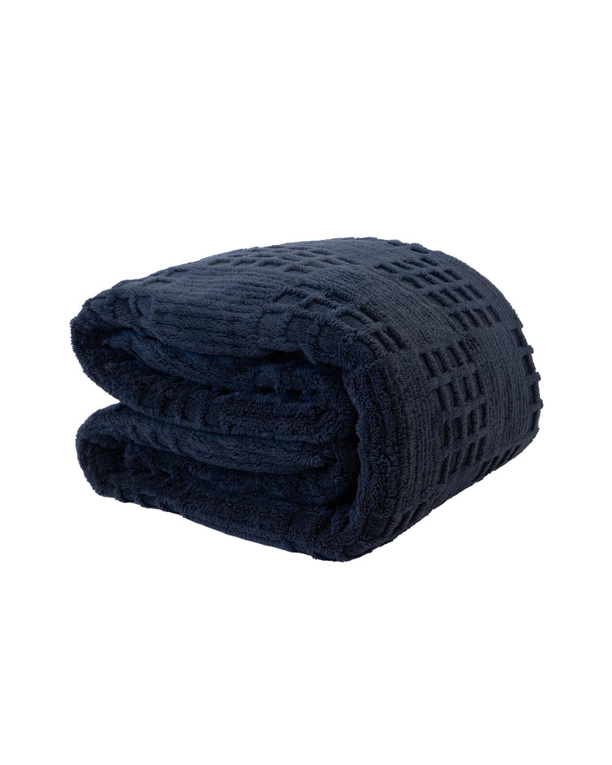 Bambury Lattice Sherpa Blanket Navy