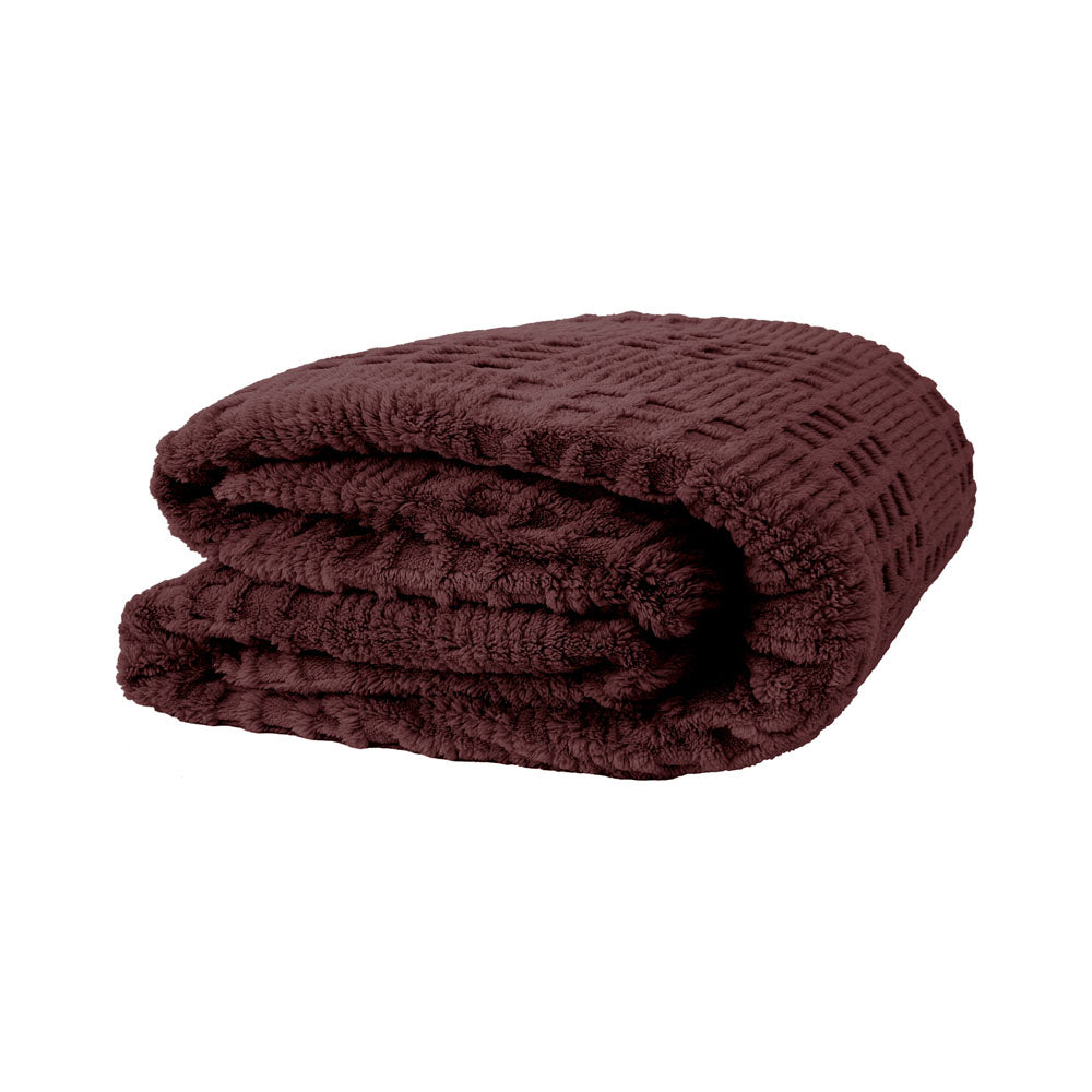 Bambury Lattice Sherpa Blanket Raisin