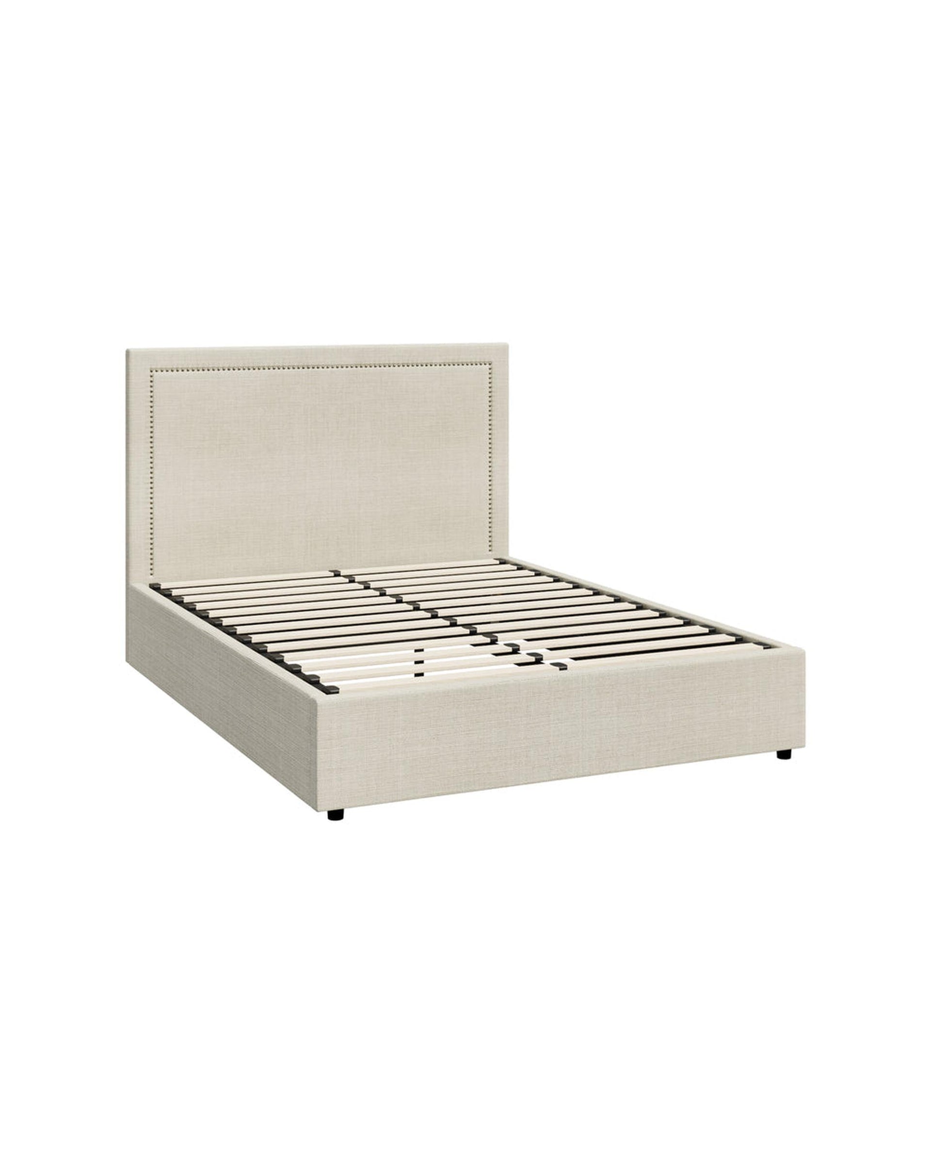 MON Bed Frame  Gas Lift Base Storage - CREAM Oikiture