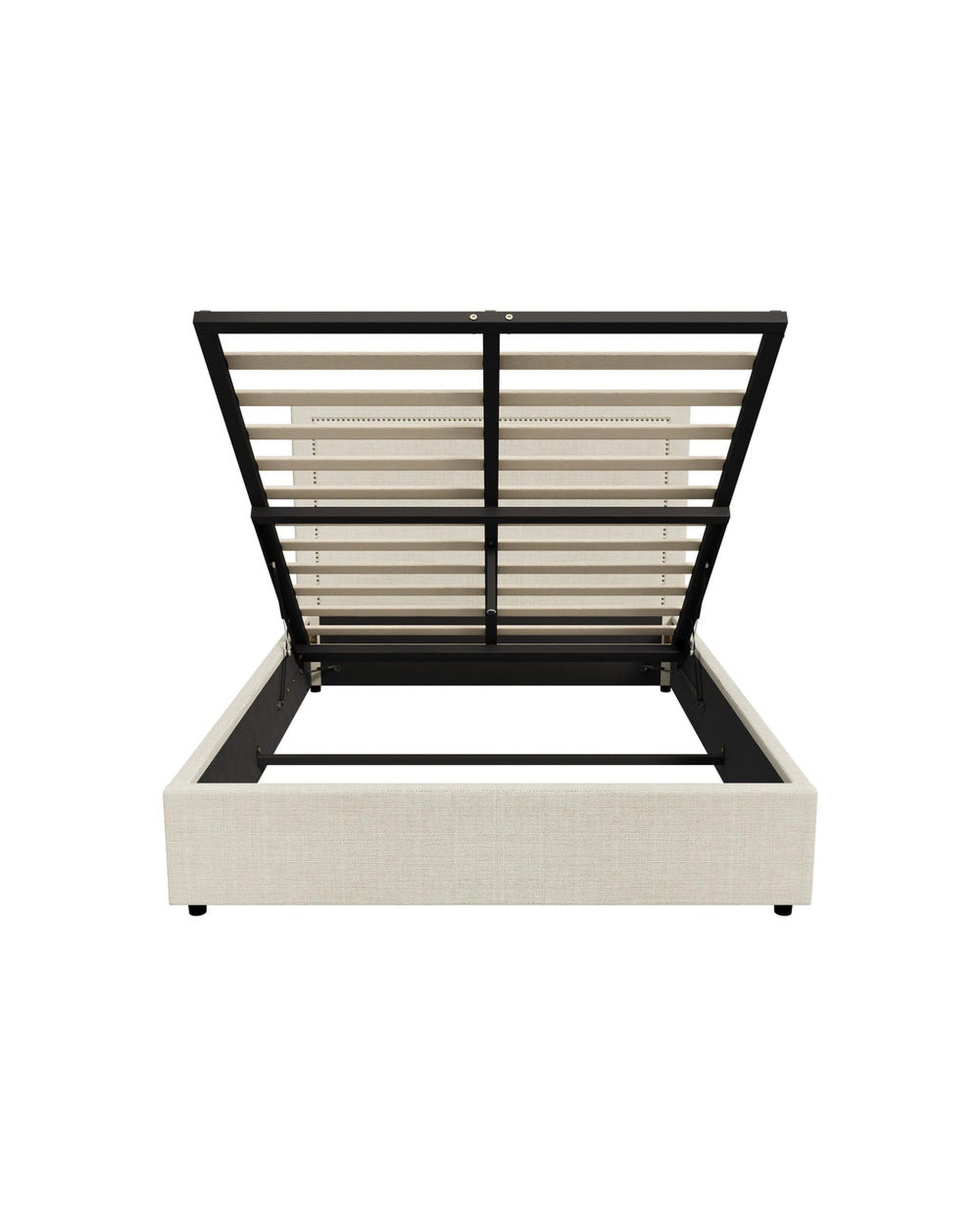 MON Bed Frame  Gas Lift Base Storage - CREAM Oikiture