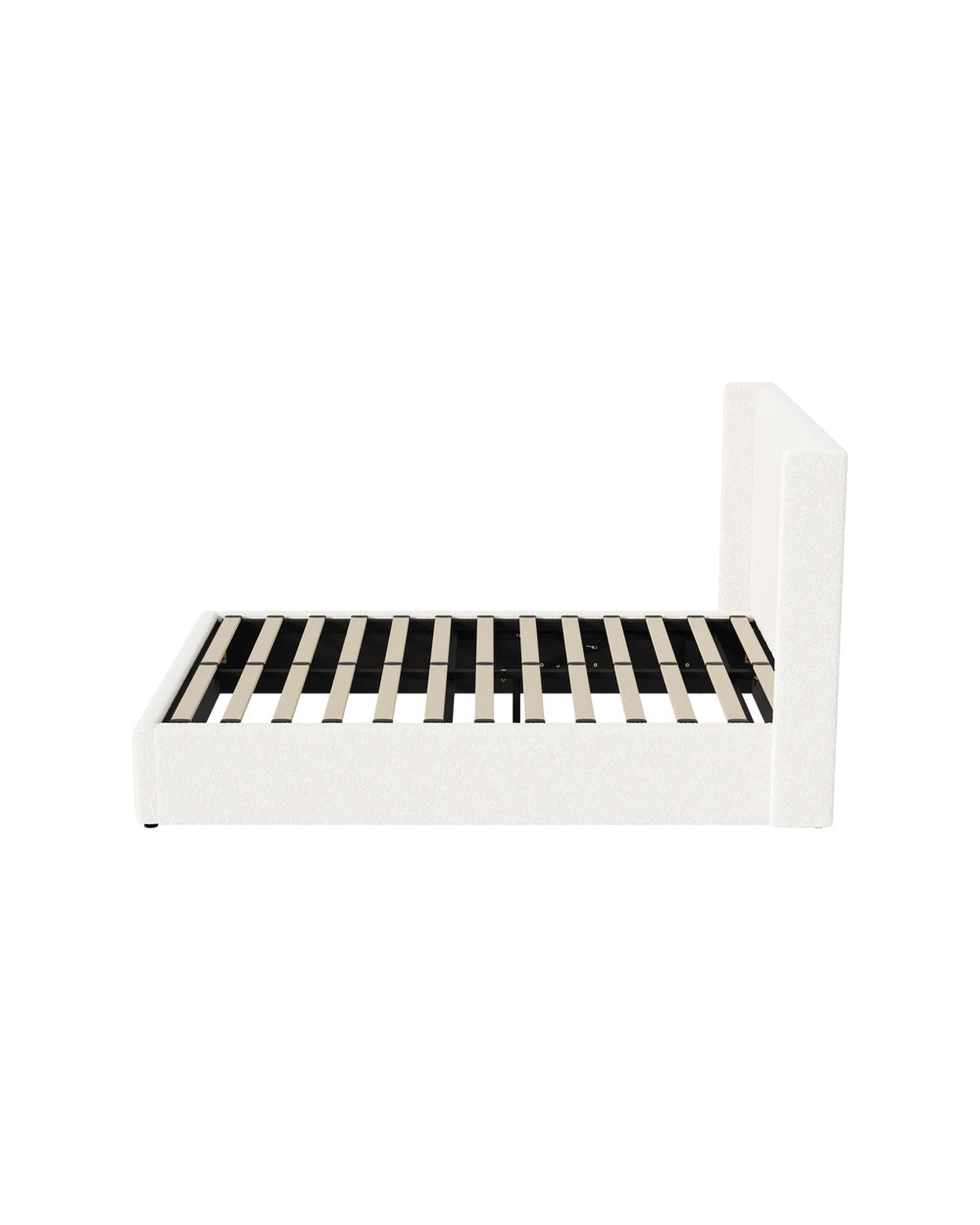 WAVERLEY Bed Frame Gas Lift Base Storage Velvet - WHITE Oikiture