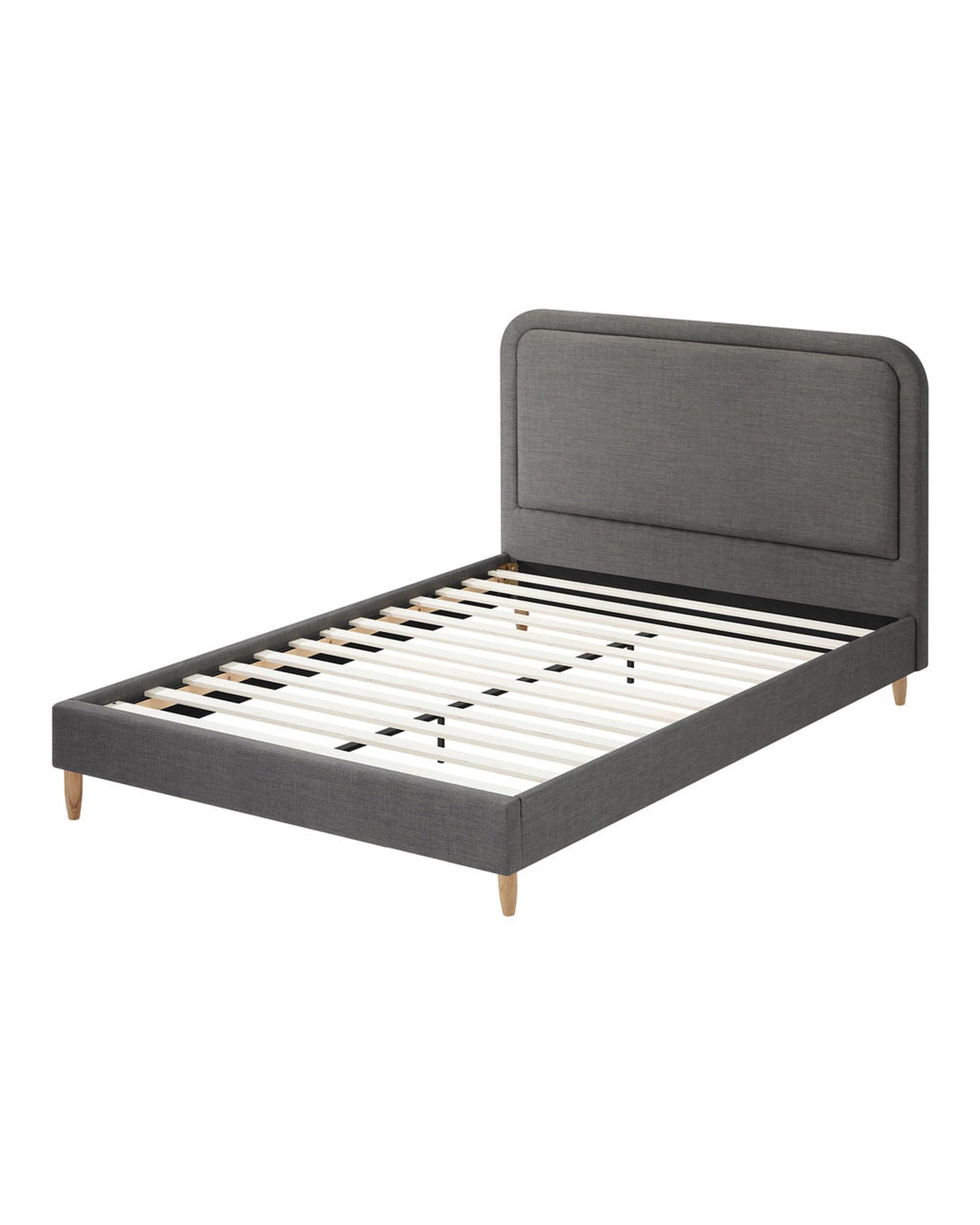 LIATH Bed Frame Double Size Fabric Grey Oikiture