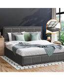 Glenlg Bed Frame Gas Lift Storage Base Fabric Grey Oikiture