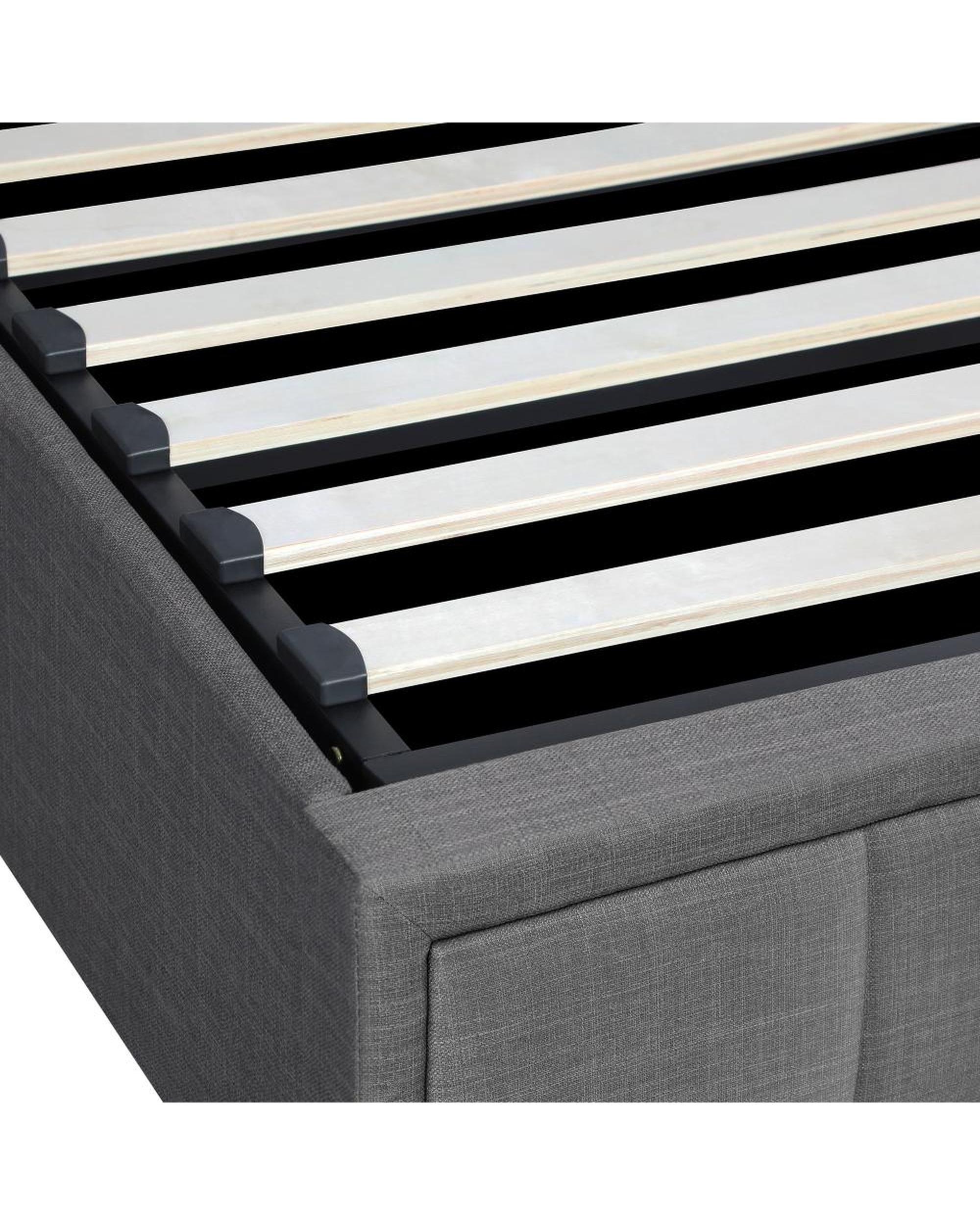 Glenlg Bed Frame Gas Lift Storage Base Fabric Grey Oikiture