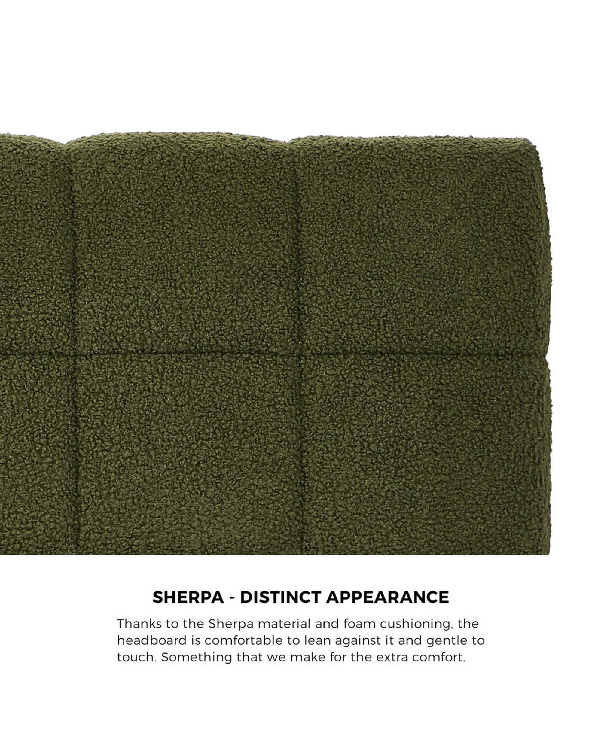 VERDE Bed Frame Tufted Headboard Green Boucle Oikiture