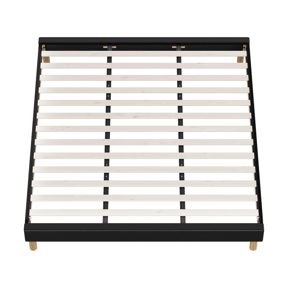 HAYNE Bed Frame Bed Base Black Leather Oikiture