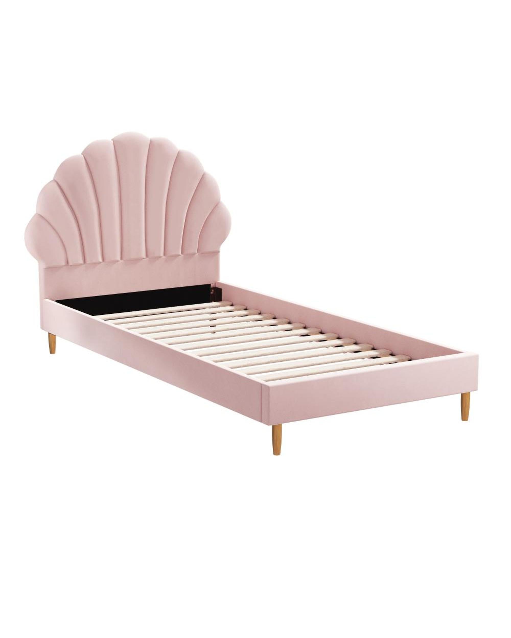 sHELLY Frame Scallop-Shape Bedhead Pink Velvet Oikiture