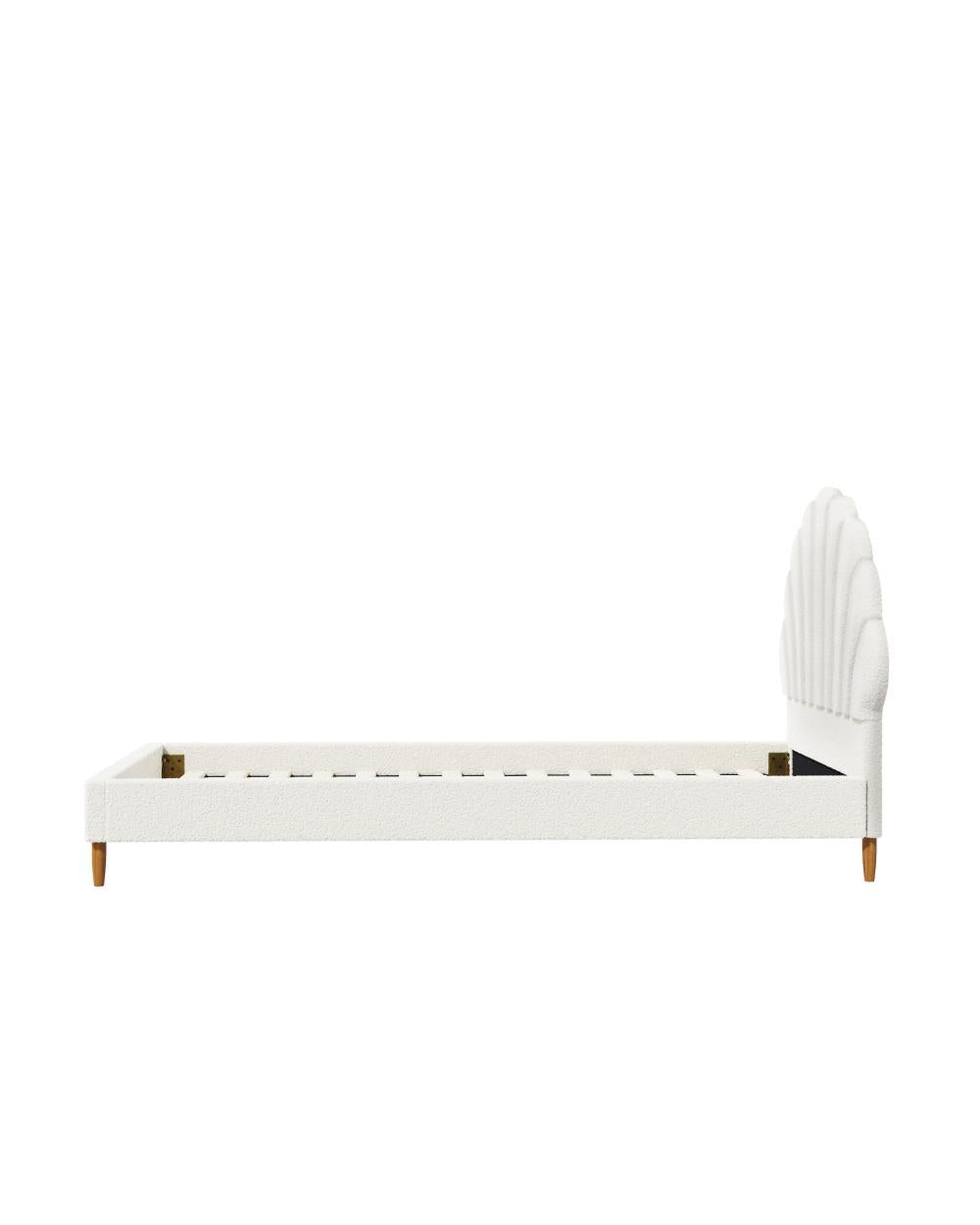 COVE Frame Scallop-Shape Bedhead White Boucle - SINGLE SIZE ONLY Oikiture