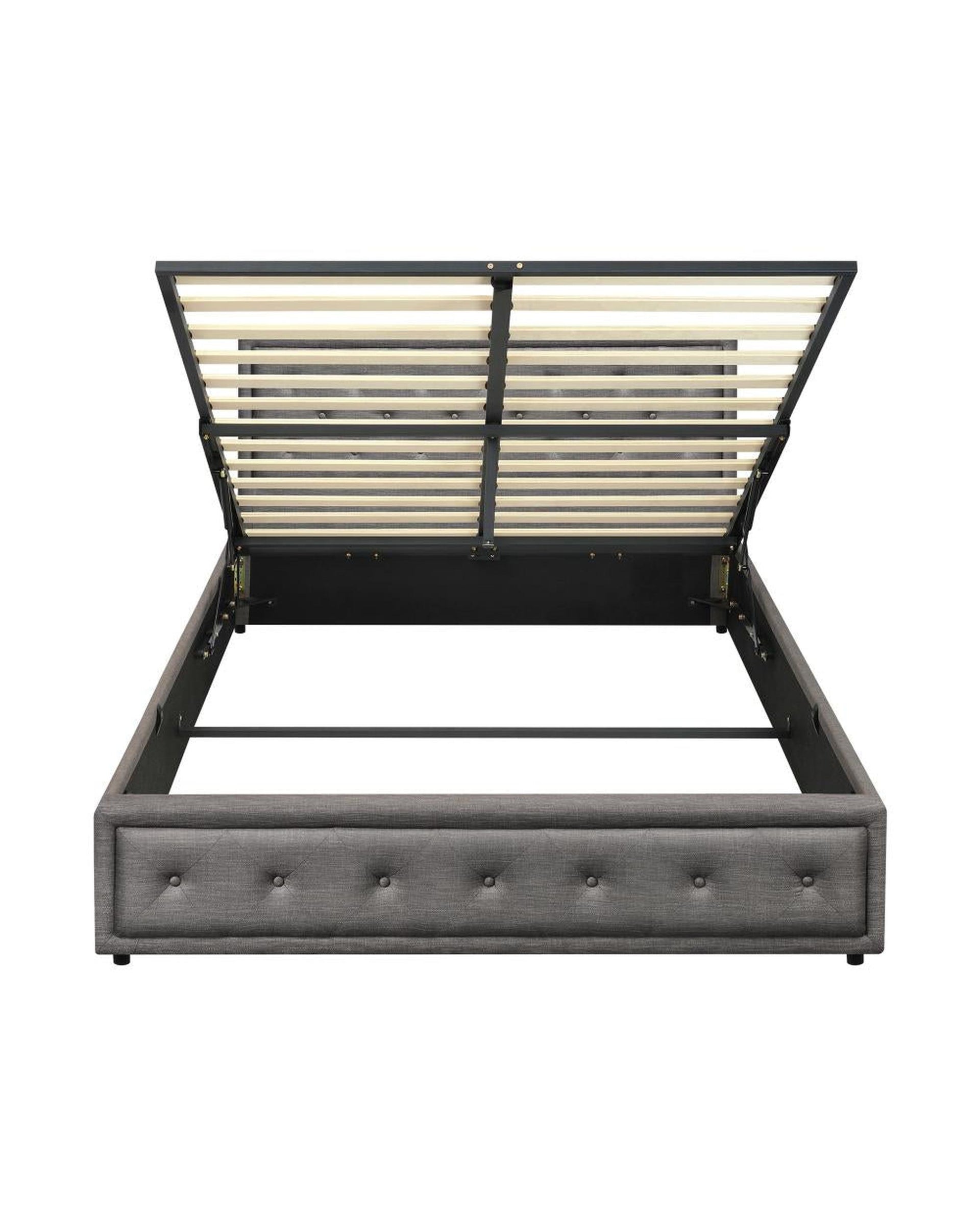 Bed Frame with Storage Space Gas Lift Bed Mattress Base Grey Oikiture