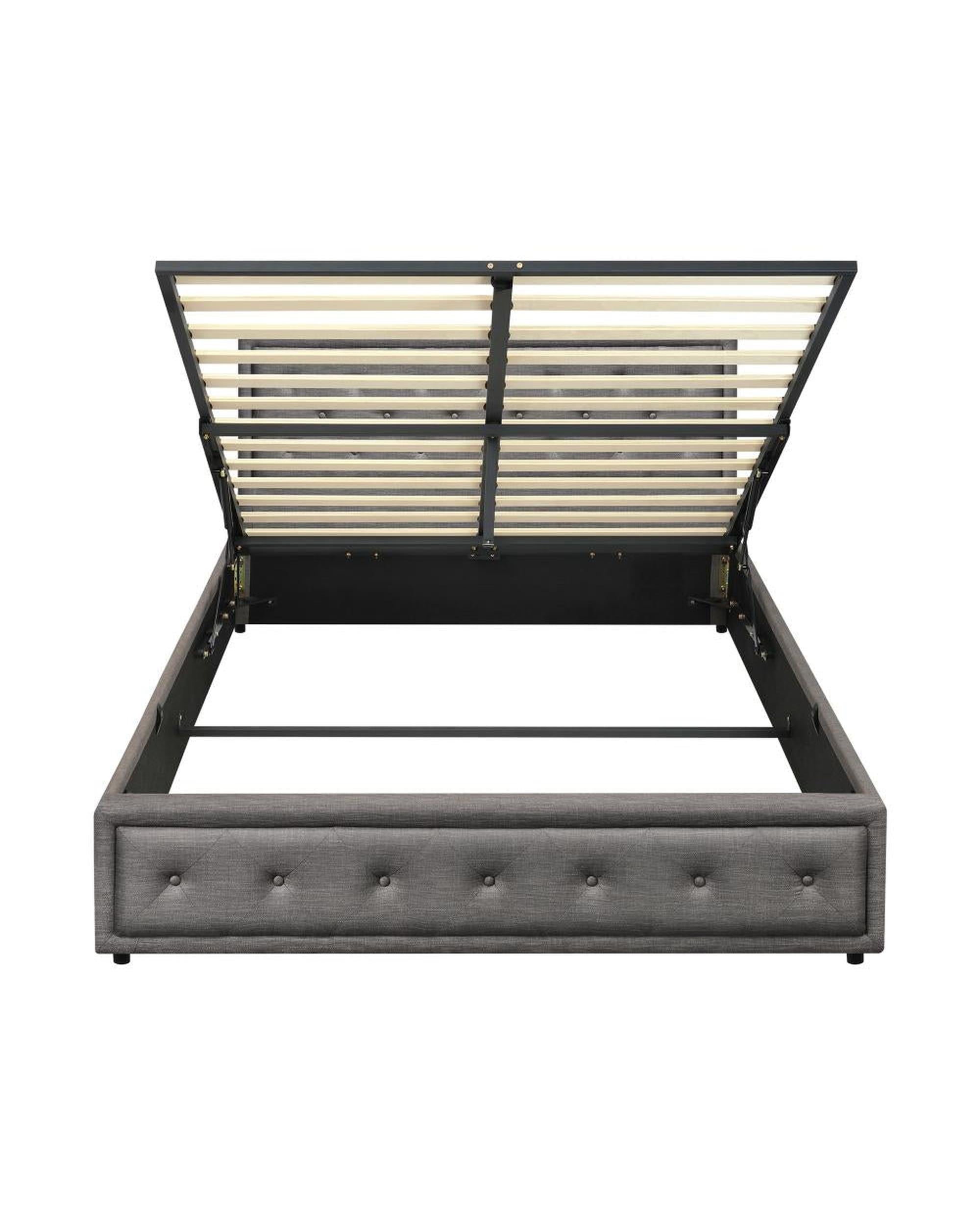 Bed Frame with Storage Space Gas Lift Bed Mattress Base Grey Oikiture