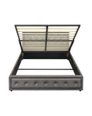 Bed Frame with Storage Space Gas Lift Bed Mattress Base Grey Oikiture