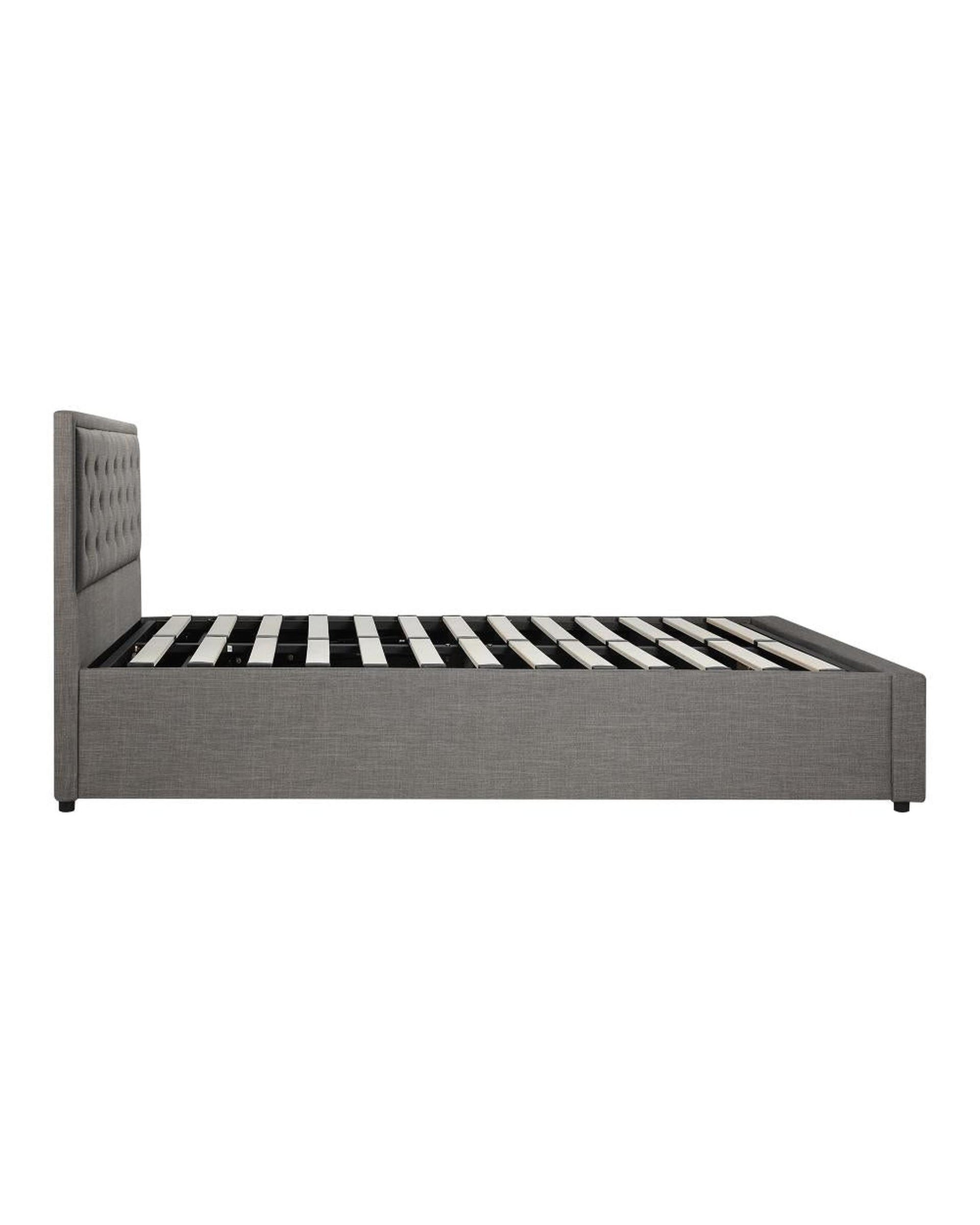 Bed Frame with Storage Space Gas Lift Bed Mattress Base Grey Oikiture