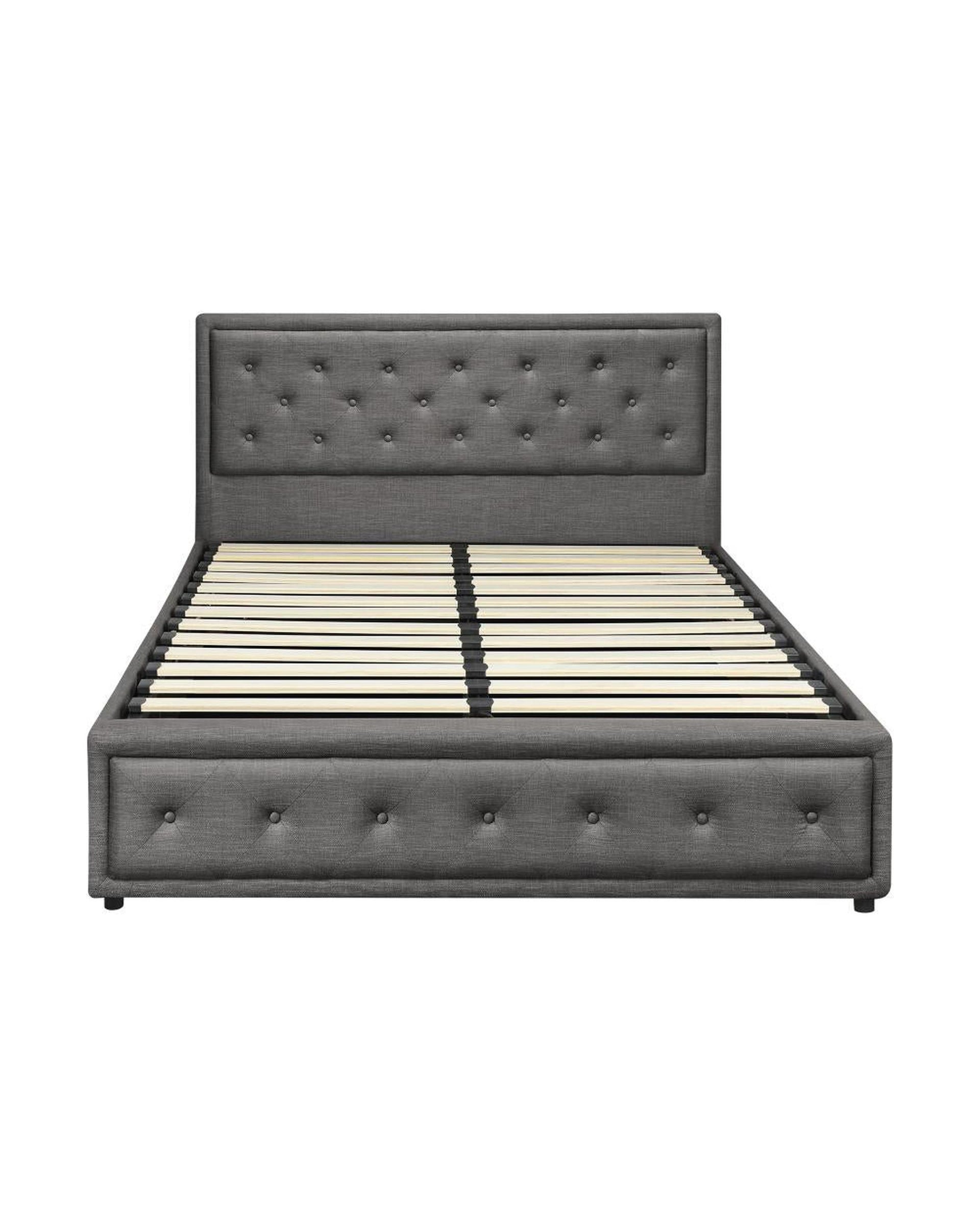 Bed Frame with Storage Space Gas Lift Bed Mattress Base Grey Oikiture