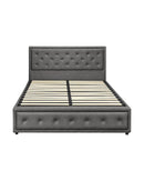 Bed Frame with Storage Space Gas Lift Bed Mattress Base Grey Oikiture