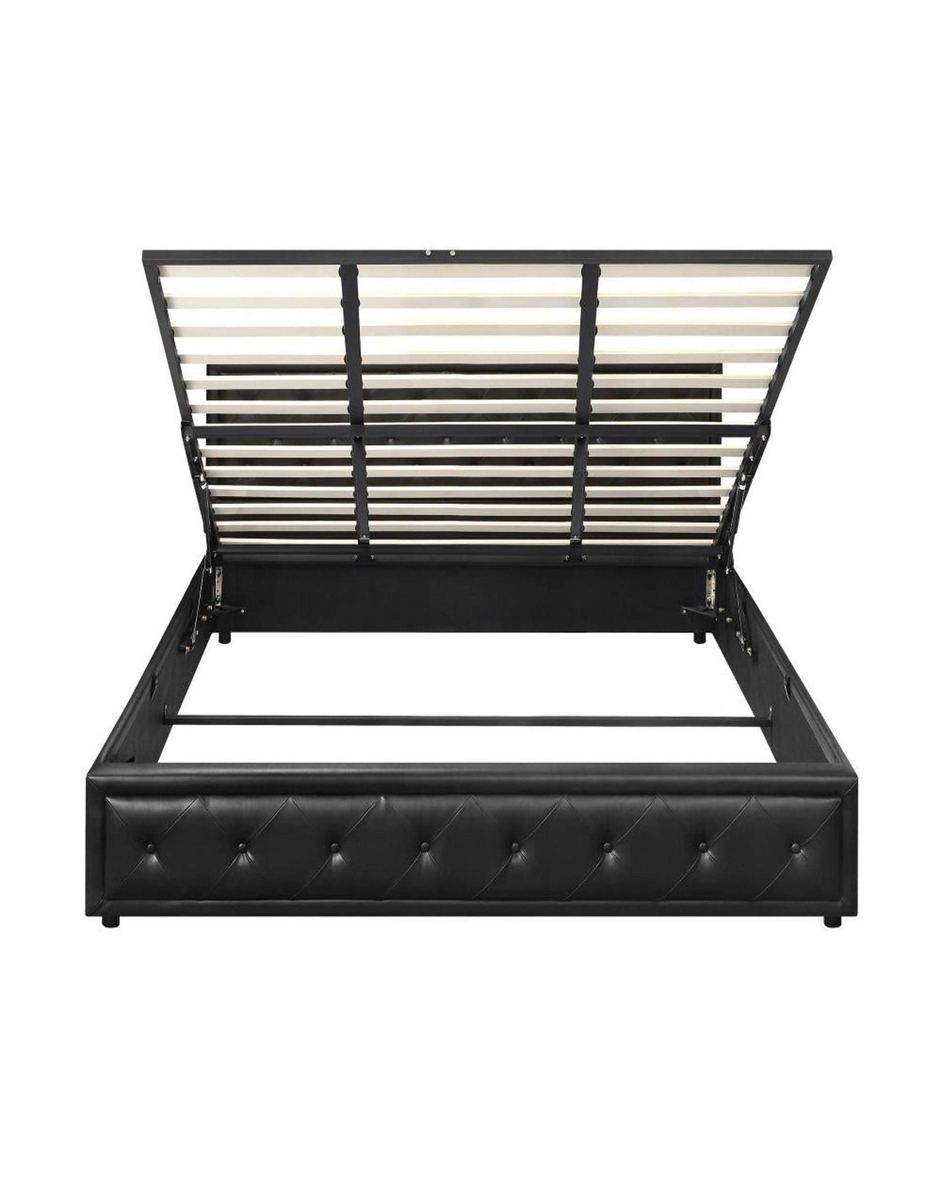 Bed Frame with Storage Space Gas Lift Bed Mattress Base Black Oikiture