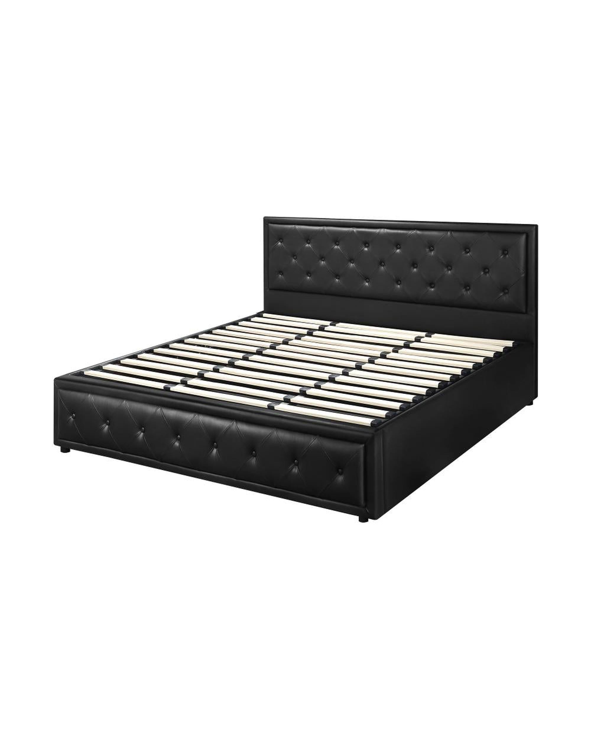 Bed Frame with Storage Space Gas Lift Bed Mattress Base Black Oikiture