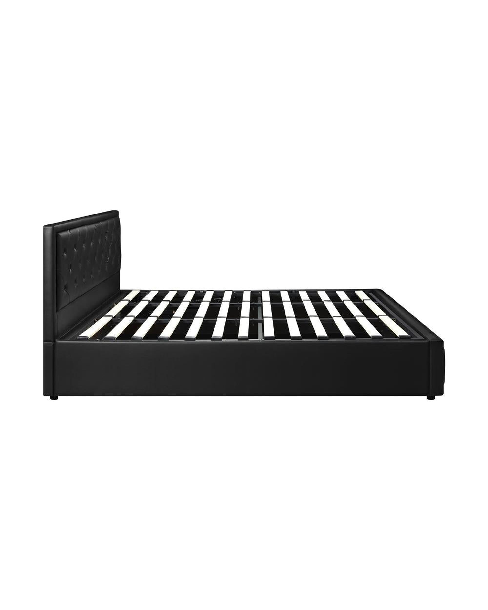 Bed Frame with Storage Space Gas Lift Bed Mattress Base Black Oikiture