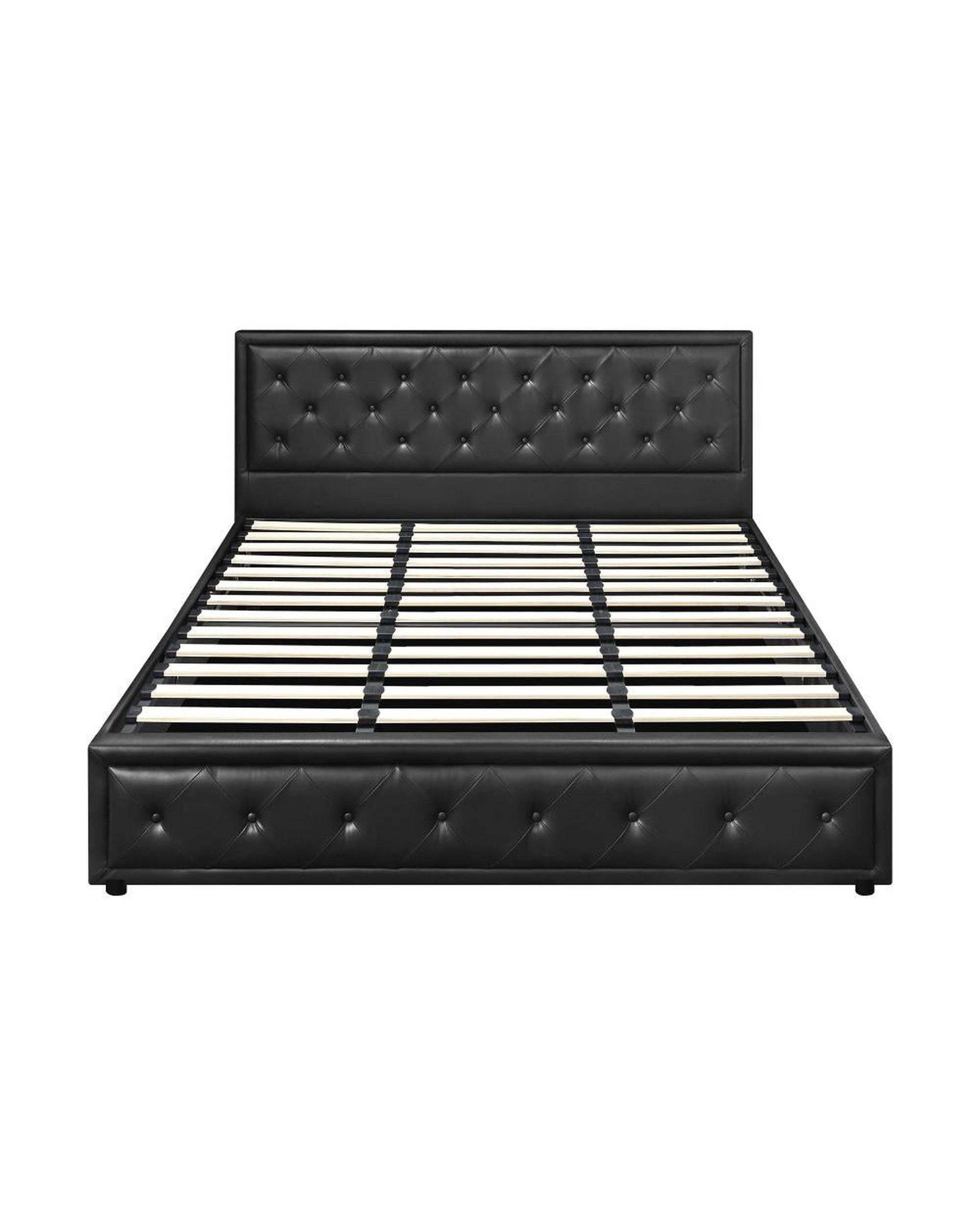 Bed Frame with Storage Space Gas Lift Bed Mattress Base Black Oikiture