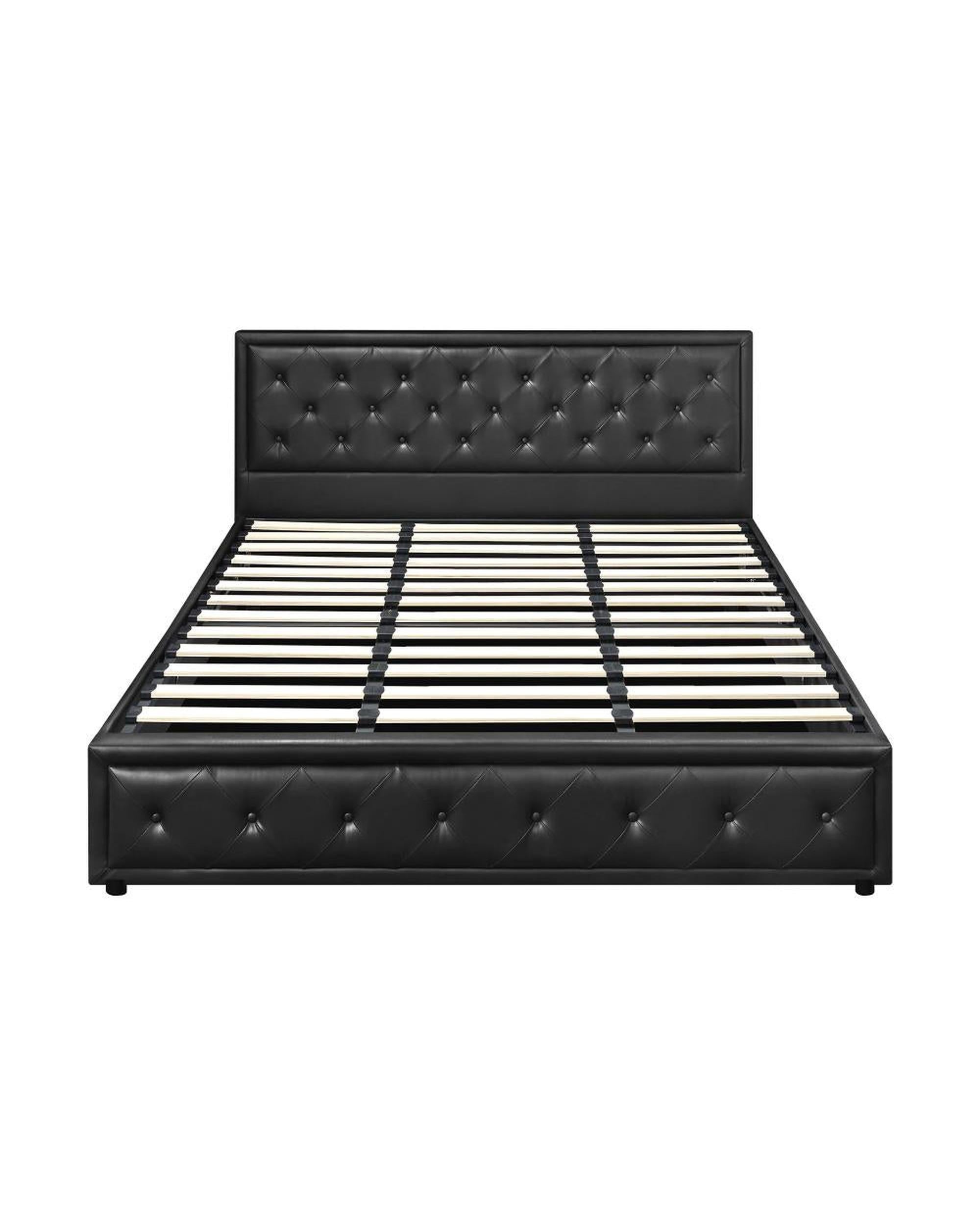 Bed Frame with Storage Space Gas Lift Bed Mattress Base Black Oikiture