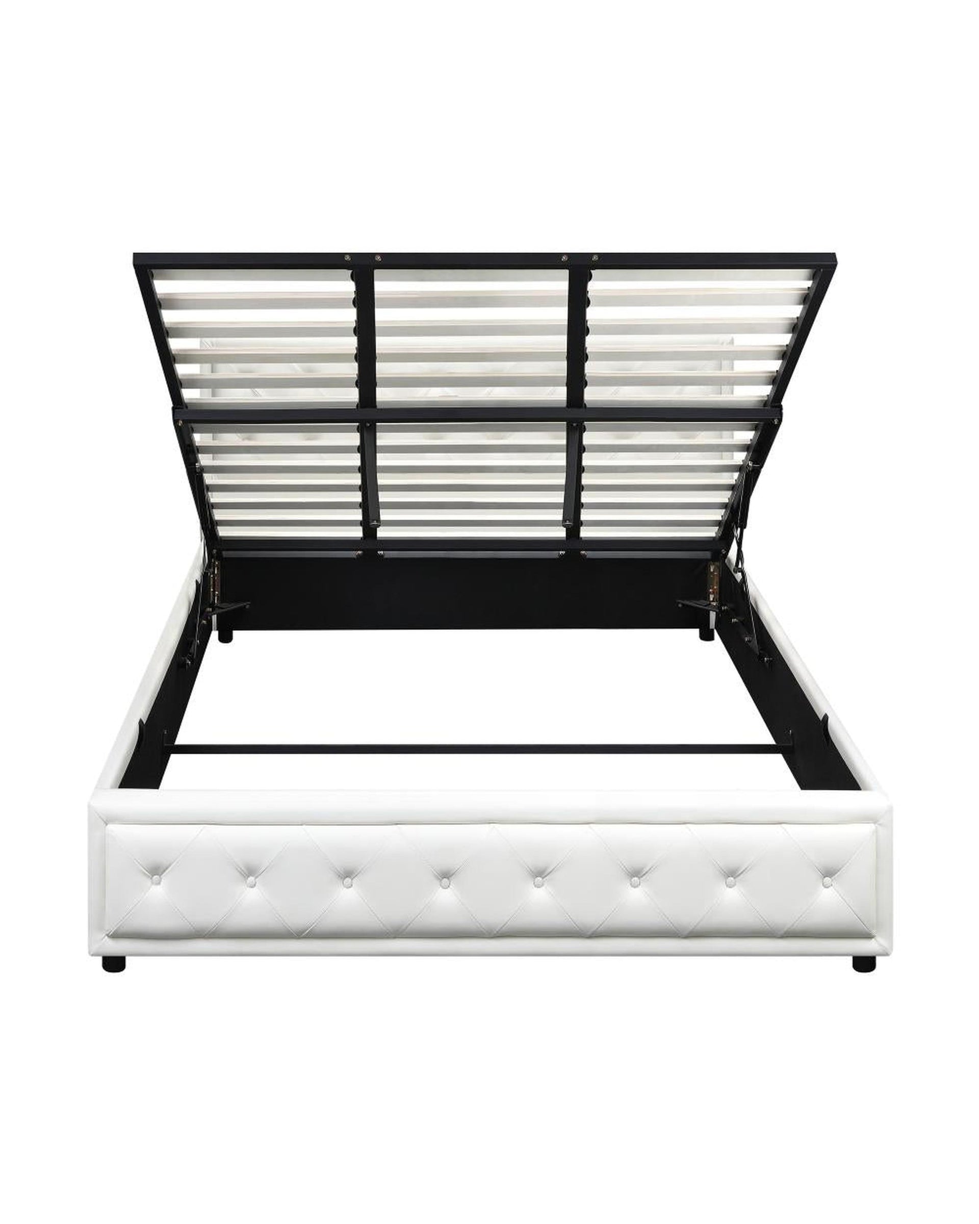 Bed Frame with Storage Space Gas Lift Bed Mattress Base White Oikiture