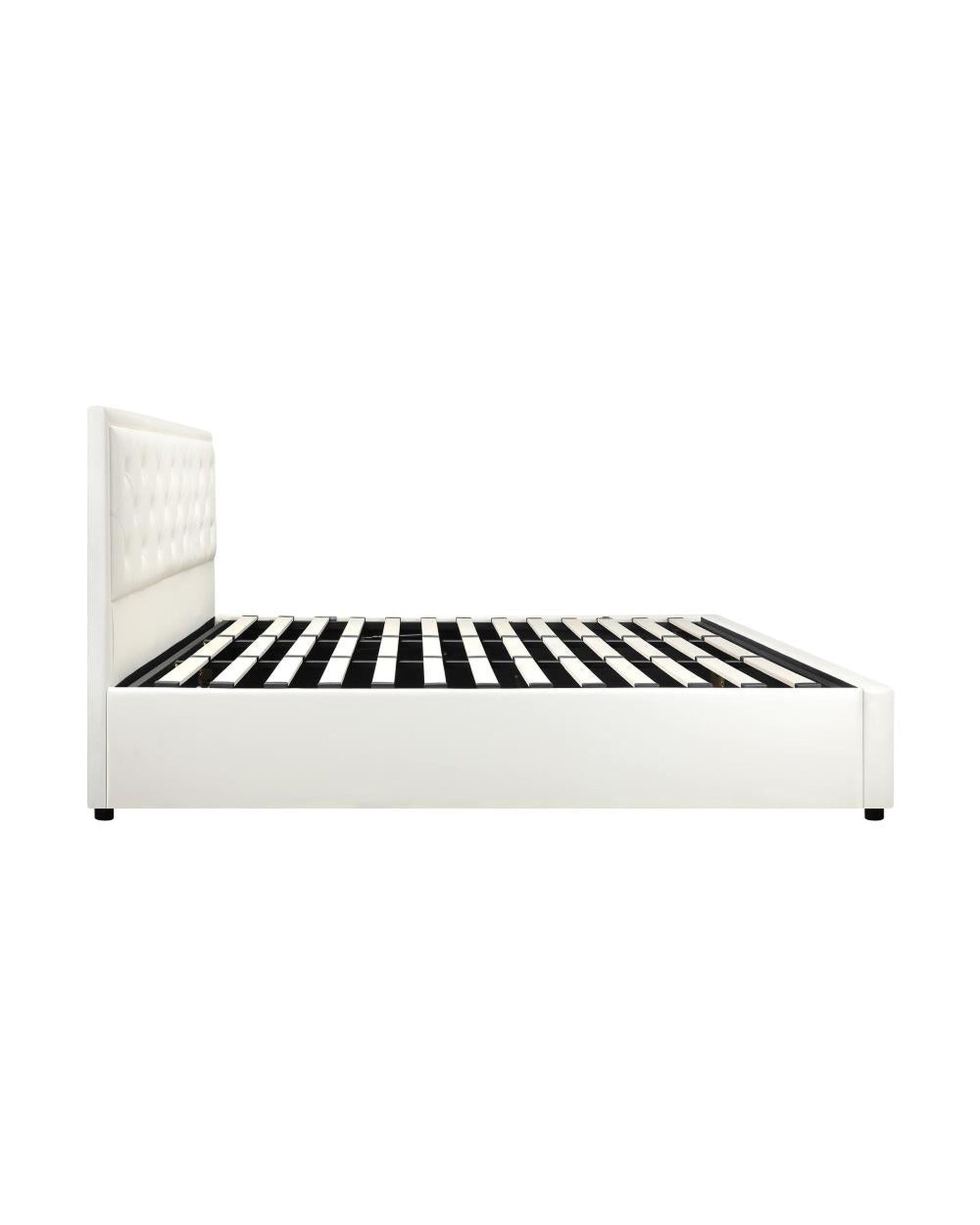 Bed Frame with Storage Space Gas Lift Bed Mattress Base White Oikiture