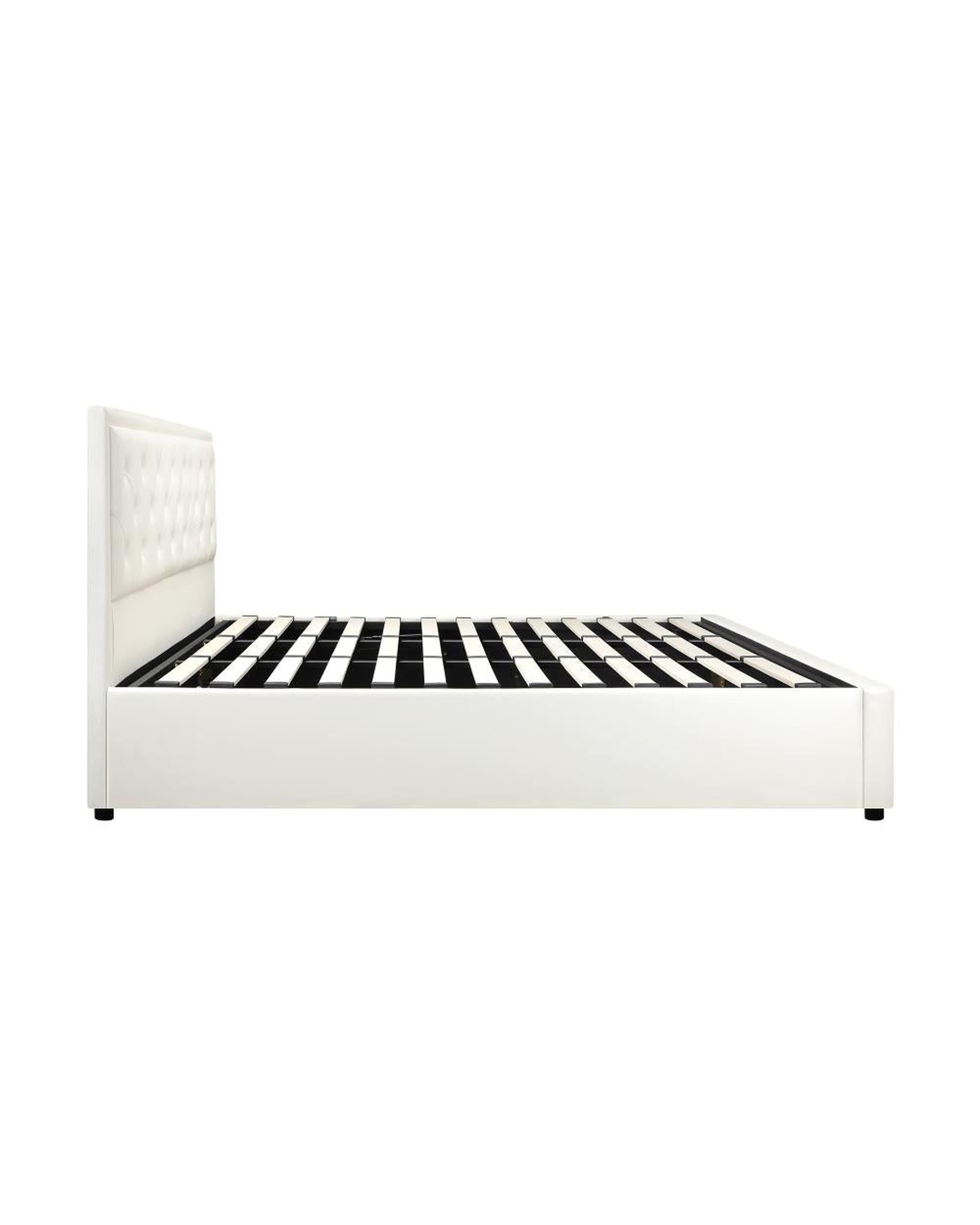 Bed Frame with Storage Space Gas Lift Bed Mattress Base White Oikiture