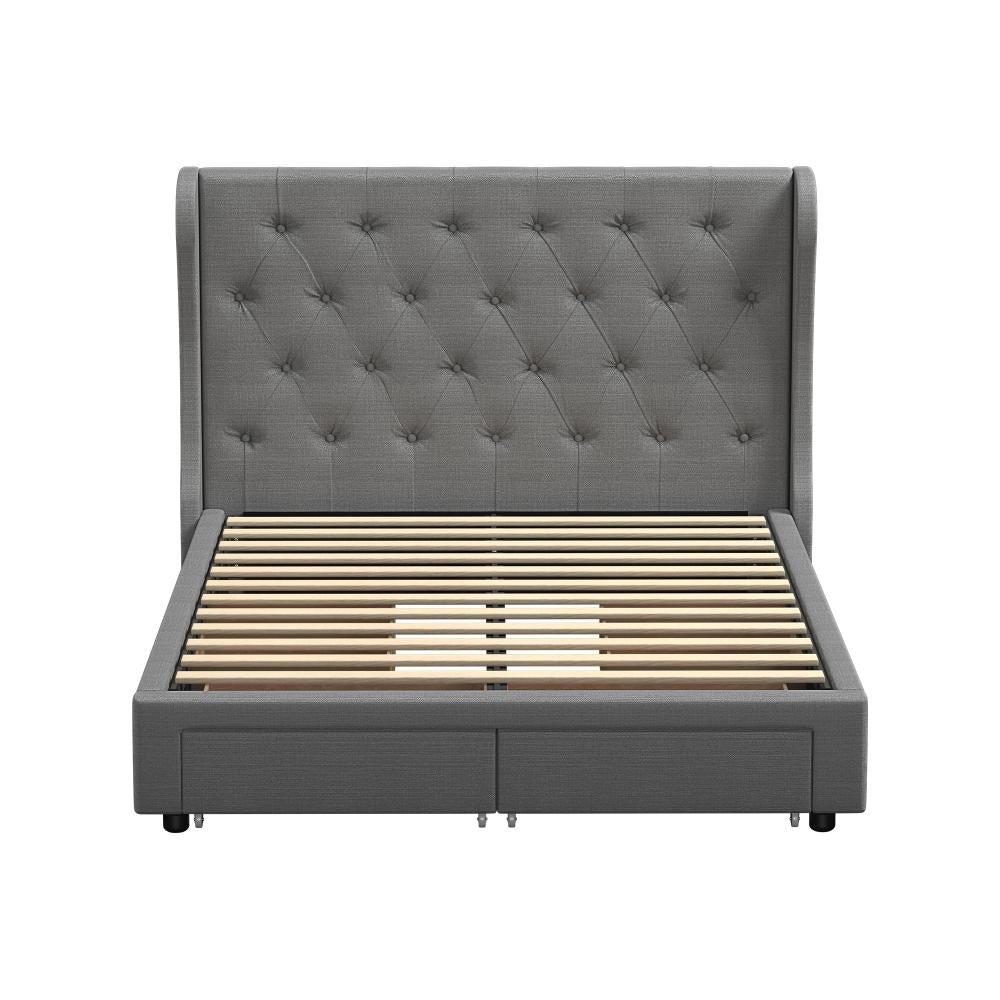 Bed Frame Frames with 4 Storage Drawers Collection Oikiture