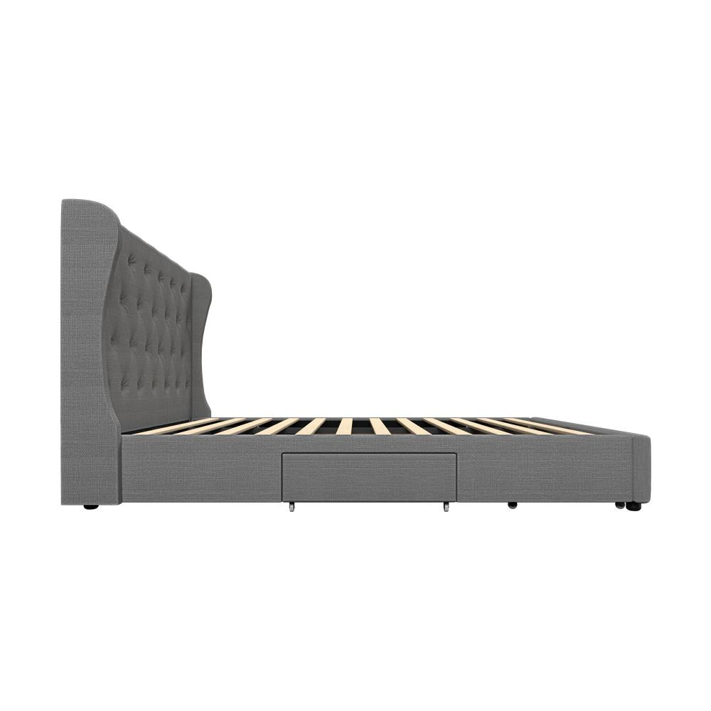 Bed Frame Frames with 4 Storage Drawers Collection Oikiture