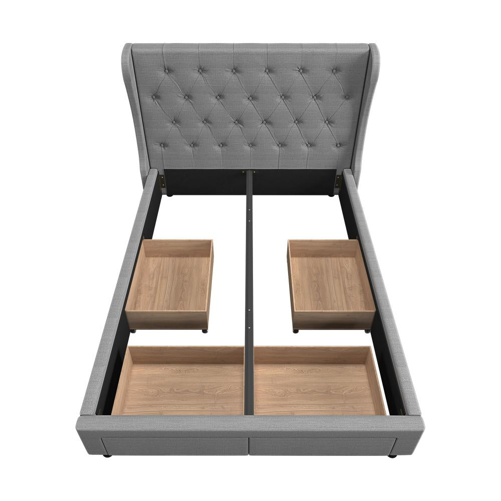 Bed Frame Frames with 4 Storage Drawers Collection Oikiture