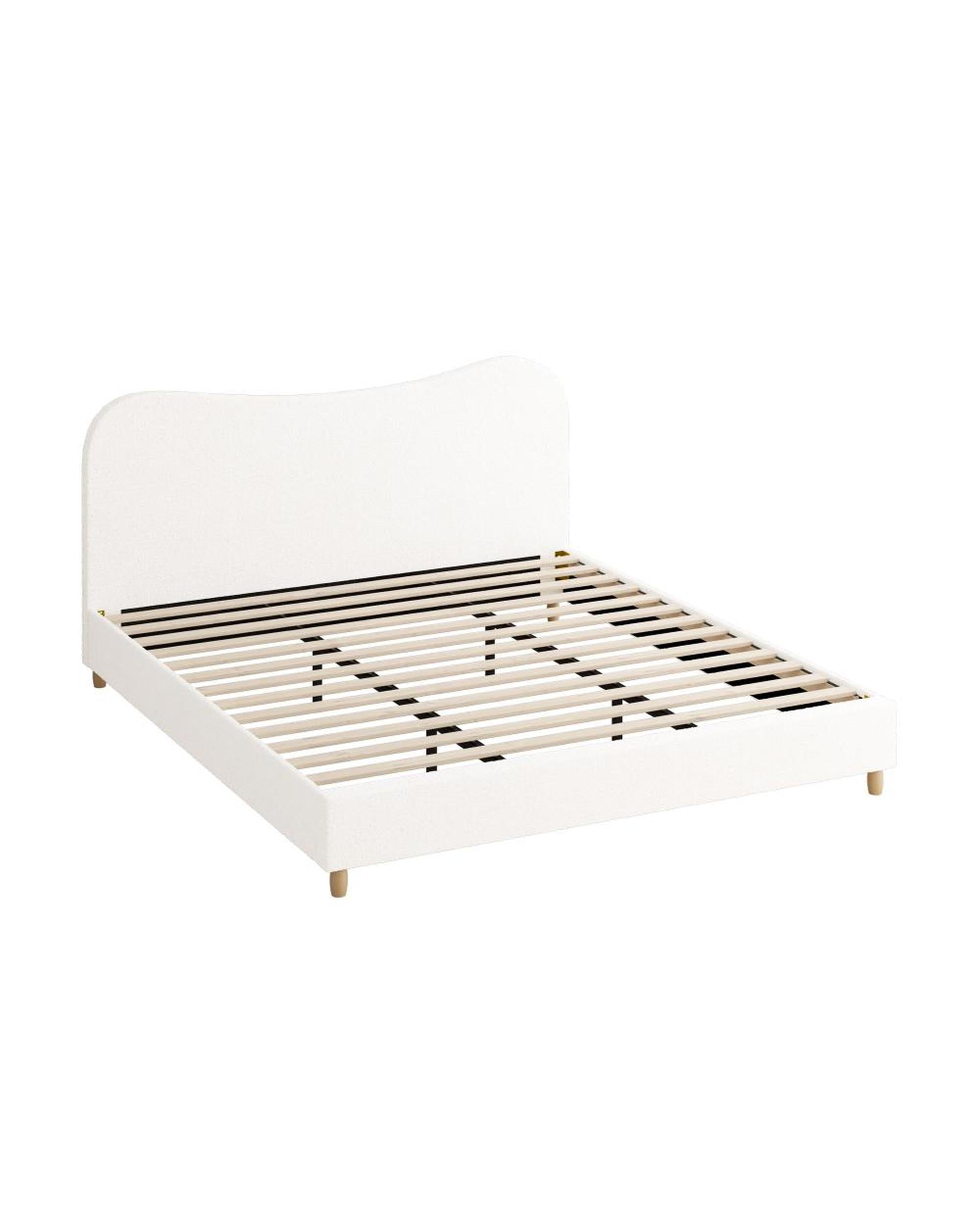 FLINDERS Bed Frame White Boucle Cloud Shape Oikiture