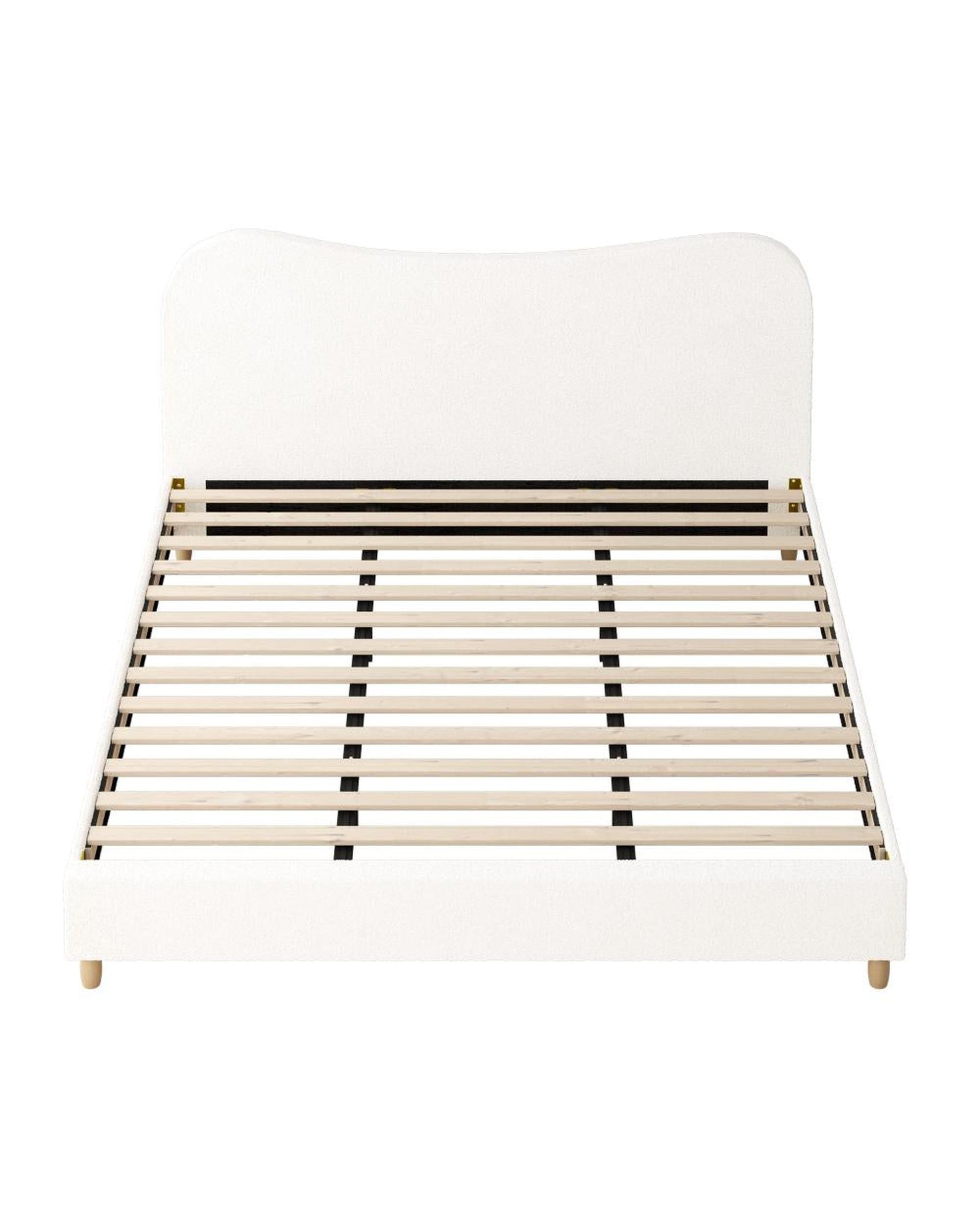 FLINDERS Bed Frame White Boucle Cloud Shape Oikiture