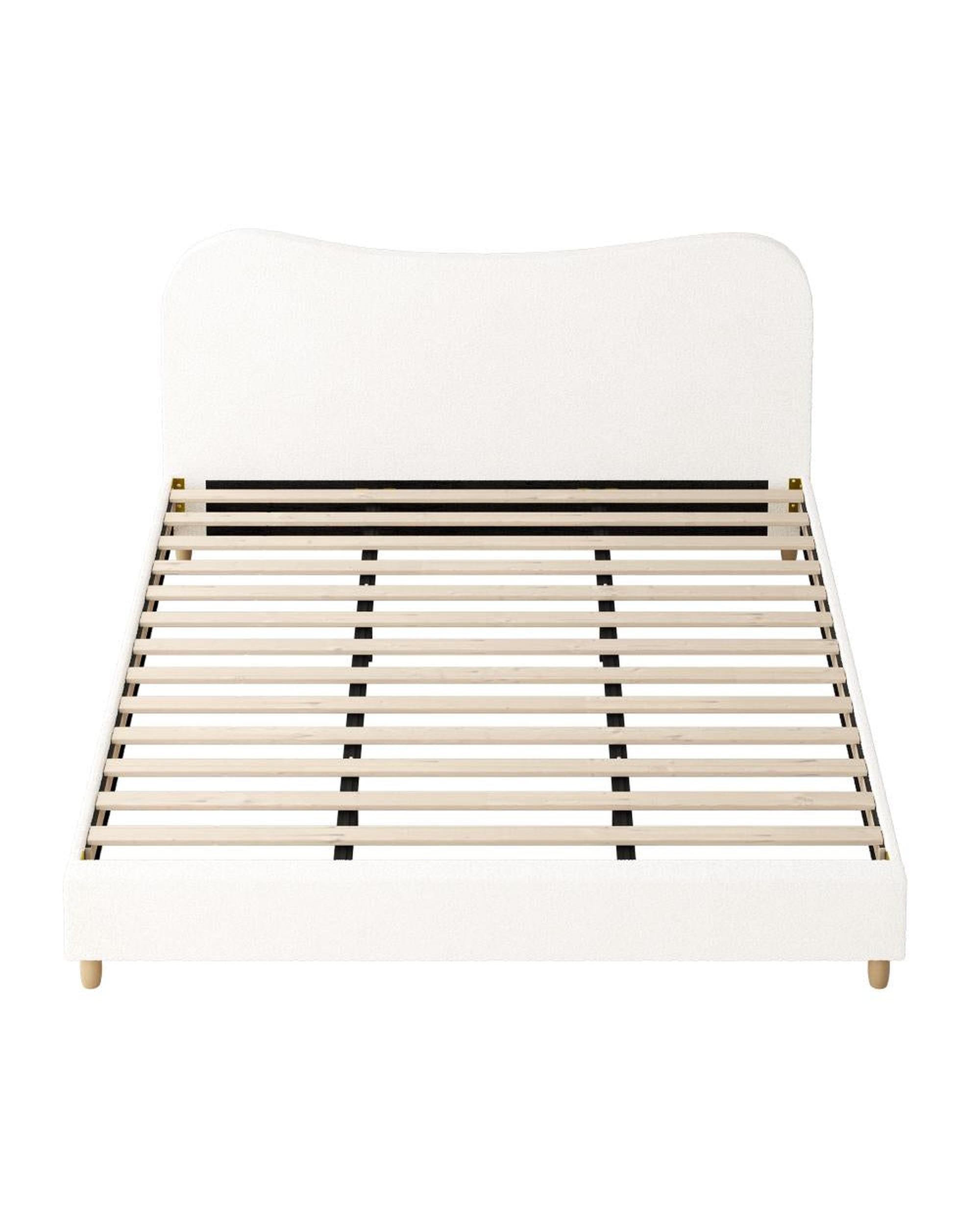 FLINDERS Bed Frame White Boucle Cloud Shape Oikiture