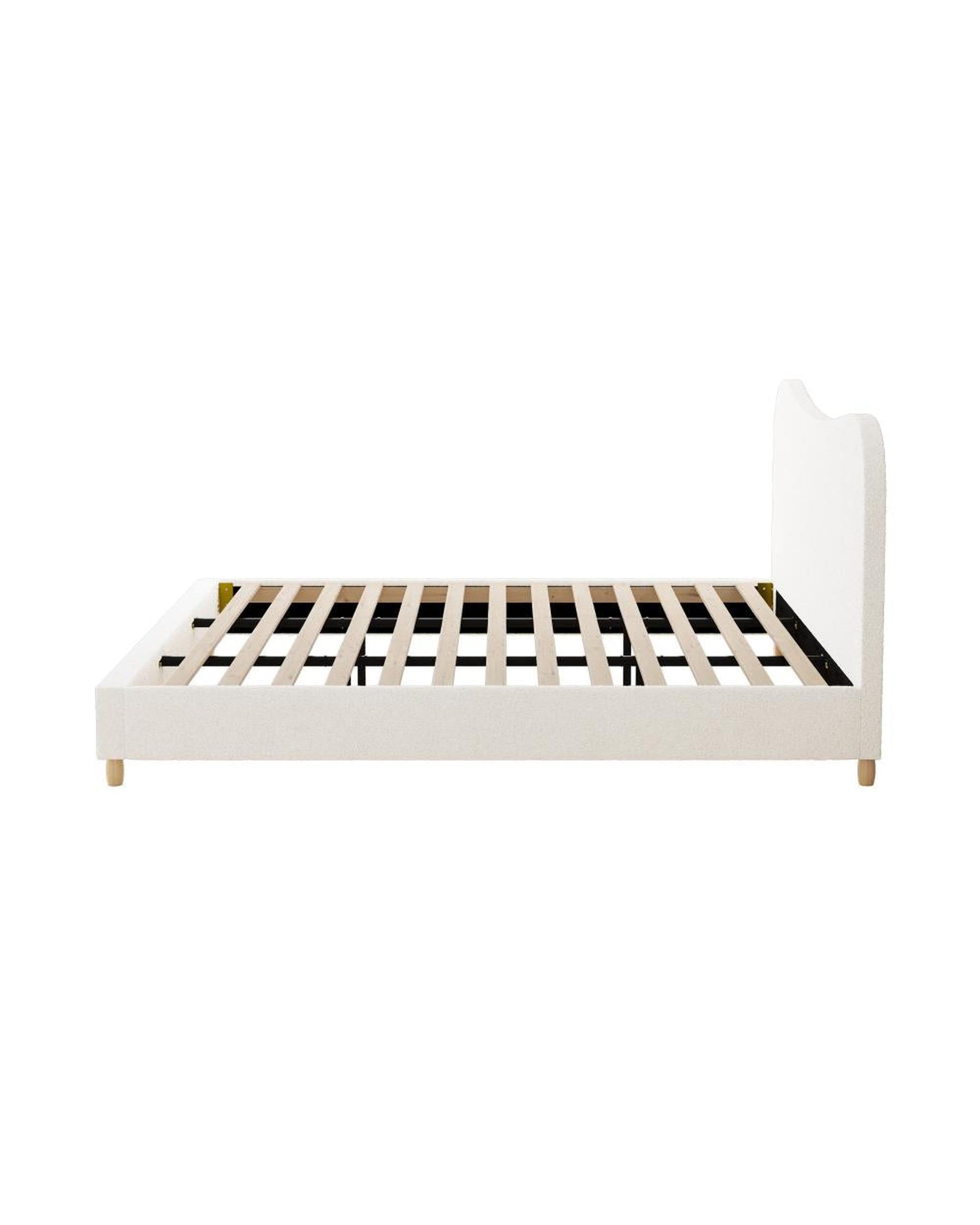 FLINDERS Bed Frame White Boucle Cloud Shape Oikiture