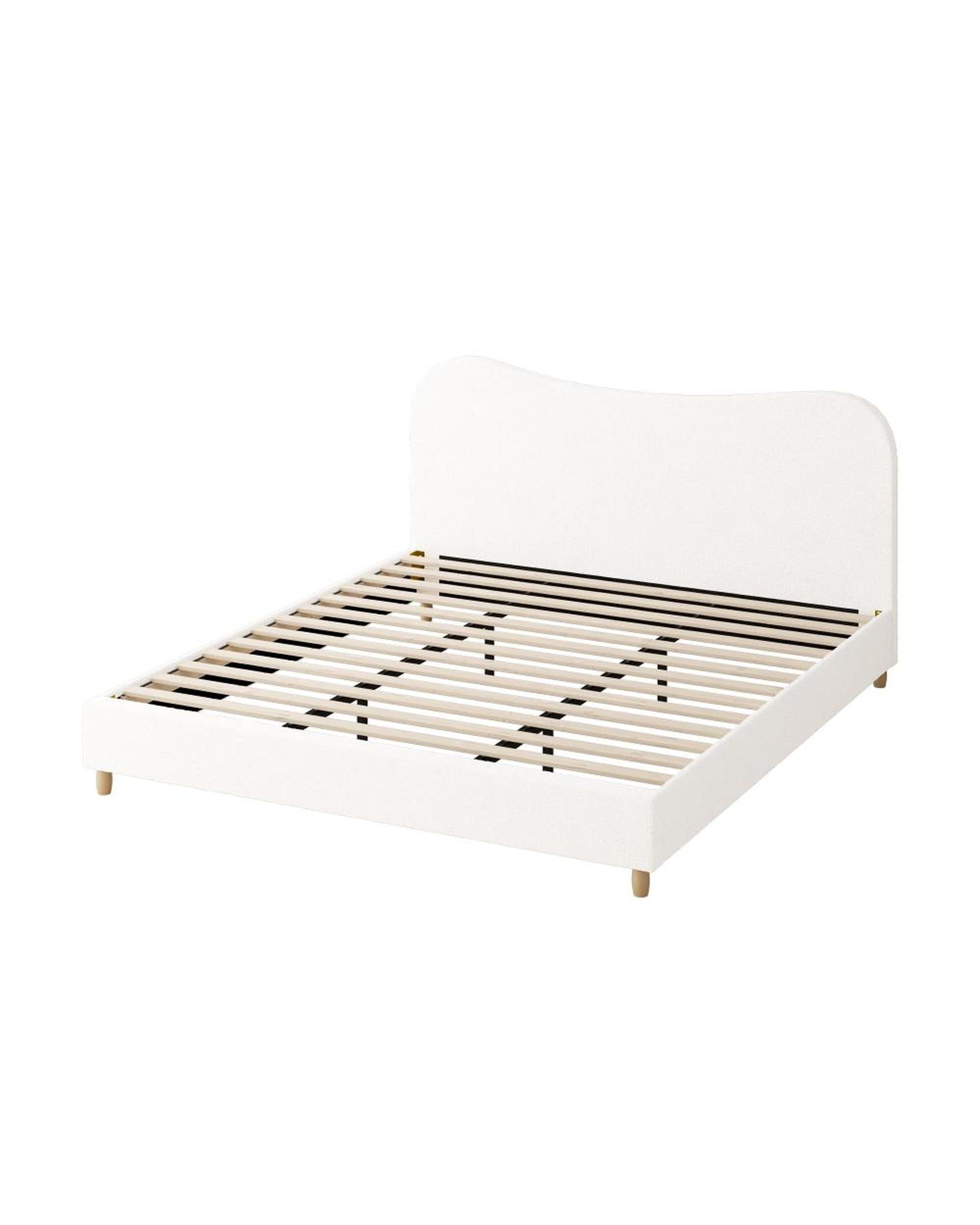 FLINDERS Bed Frame White Boucle Cloud Shape Oikiture