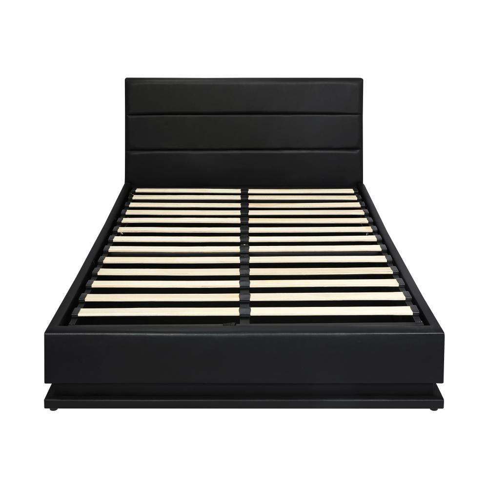 Pana Bed Frame, RBG Mattress Base with Gas Lift and Storage Space Black Oikiture