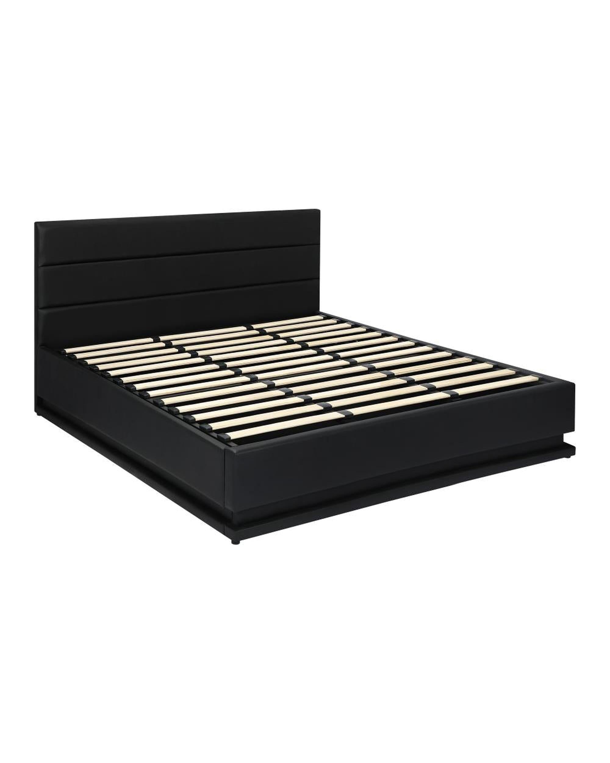 Bed Frame, RBG Mattress Base with Gas Lift and Storage Space Black Oikiture